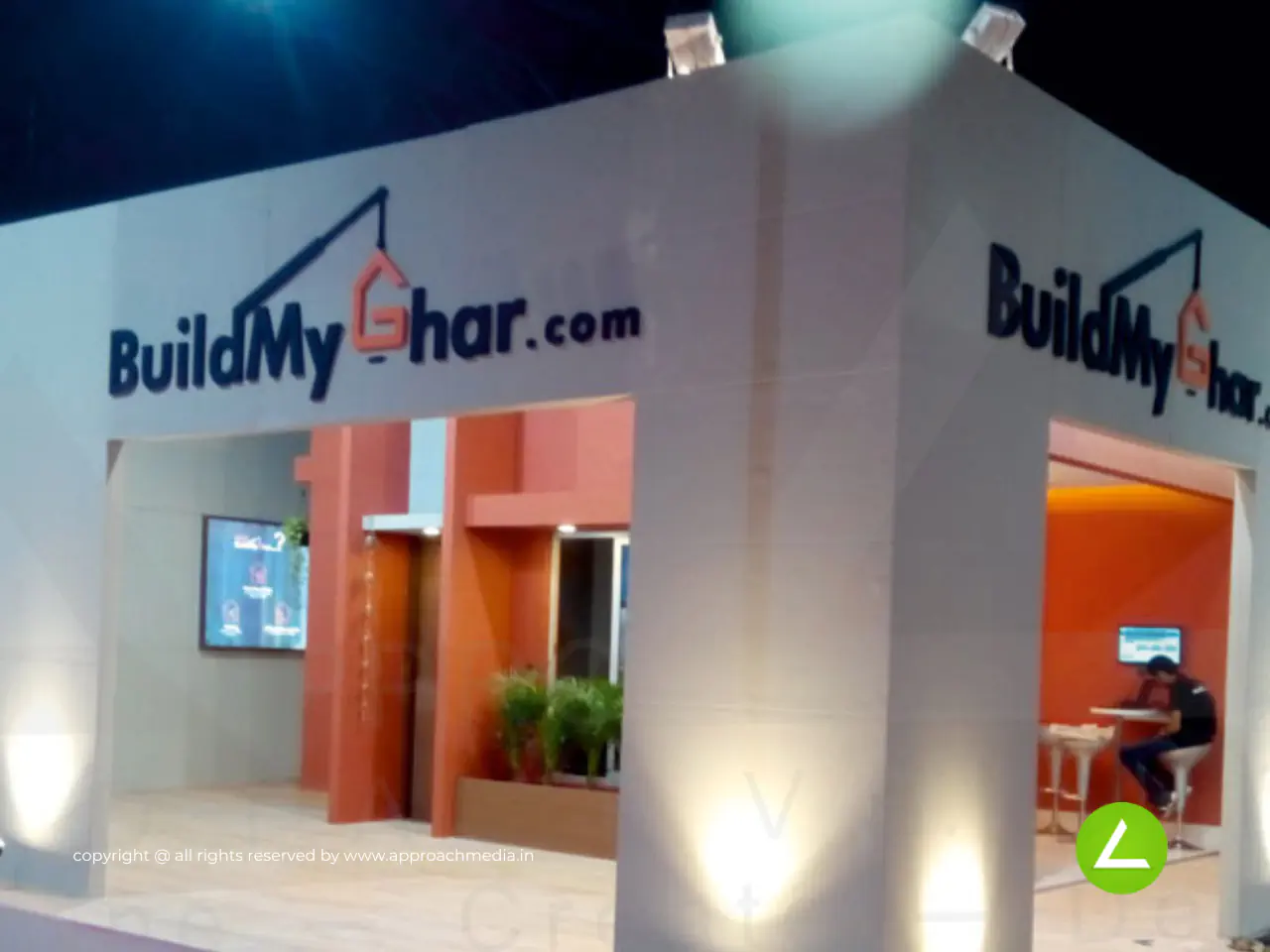 Building Materials Exhibition Stall Design at ACETECH 2016 Mumbai Magicrete — 100 sqm 2 side open trade show booth for Magicrete at ACETECH 2016, 2016