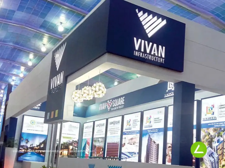 Real Estate Exhibition Stall Design at GIHED 2016 Ahmedabad Vivan — 27 sqm 2 side open trade show booth for Vivan at GIHED 2016, 2016