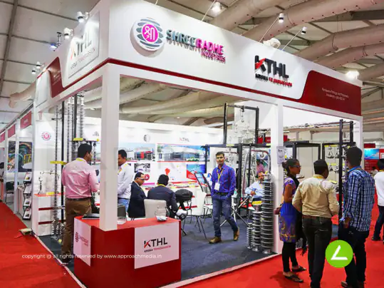 Power Transmission Exhibition Stall Design at Switch Global Expo 2016 Vadodara KTHL — 36 sqm 2 side open trade show booth for KTHL Krsna Transmission at Switch Global Expo 2016, 2016