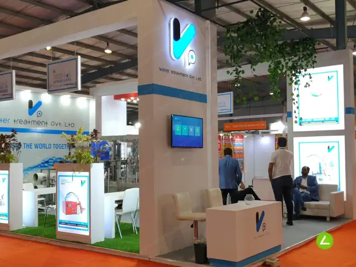 Water Treatment Plant Exhibition Stall Design at Agency Expo Gandhinagar — 36 sqm 2 side open trade show booth for DTI at Agency Expo 2022, 2022