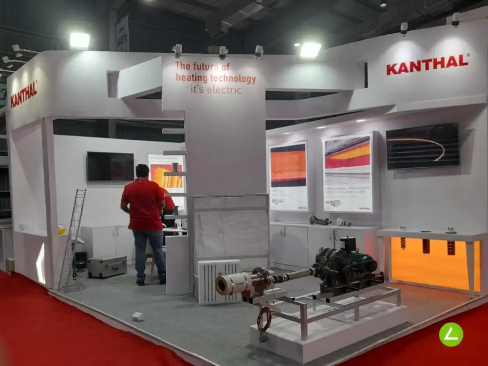 Industrial Heating Exhibition Stall Design at MET HITS Expo Mumbai — 30 sqm 2 side open trade show booth for Kanthal at MET & HITS Expo 2022, 2022
