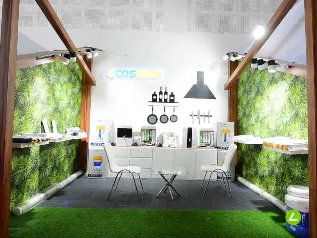 Water Purifier Exhibition Stall Design at WAPTAG Water Expo Gandhinagar — 12 sqm 1 side open trade show booth for COSMAX at WAPTAG Water Expo 2022, 2022