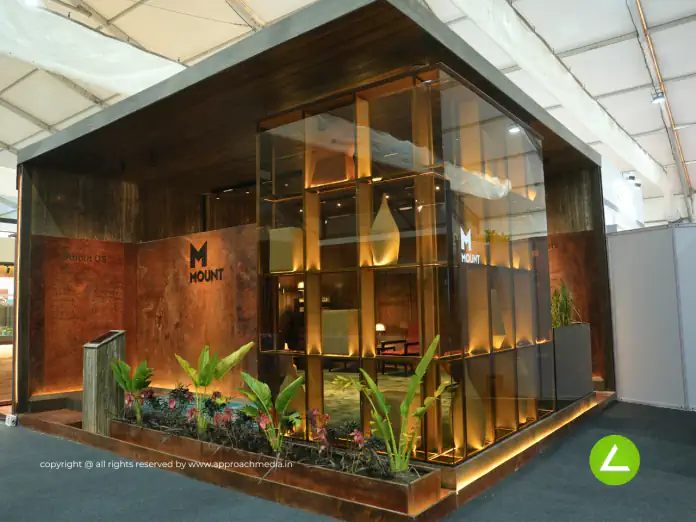 Premium Real Estate Exhibition Stall Design at GIHED 2023 Ahmedabad — 36 sqm 2 side open trade show booth for Mount at GIHED 2023, 2023