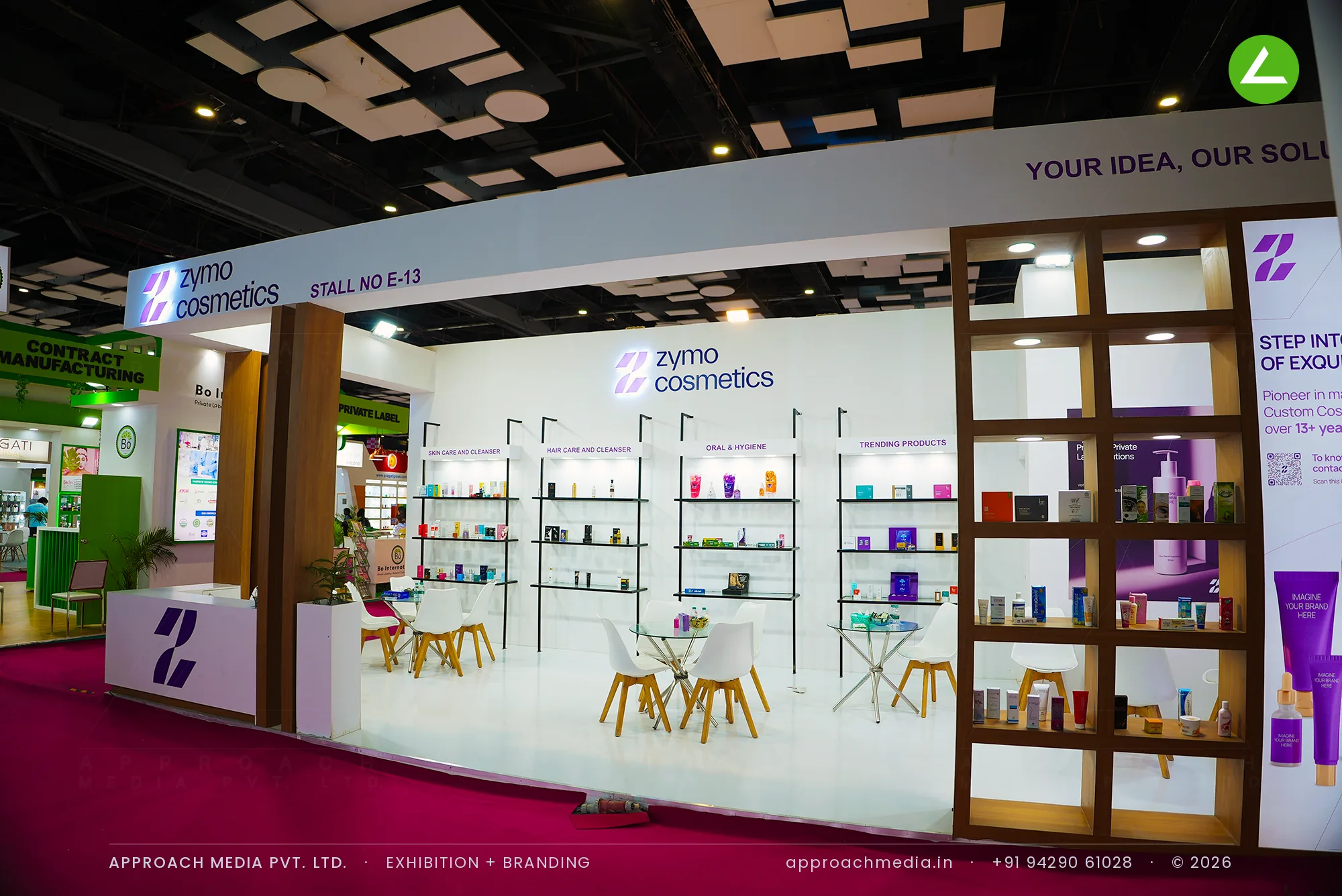 Zymo Cosmetics: 36 sqm Exhibition Stall Design at CosmoTech New Delhi 2023 — photo 4