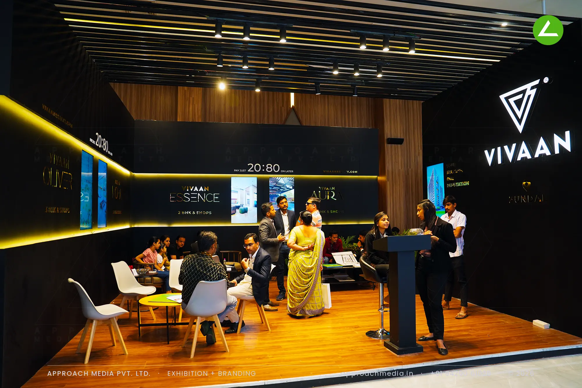Vivaan Realty at Divya Bhaskar Property Show Ahmedabad | 36 sqm Black Exhibition Stall Design — photo 3