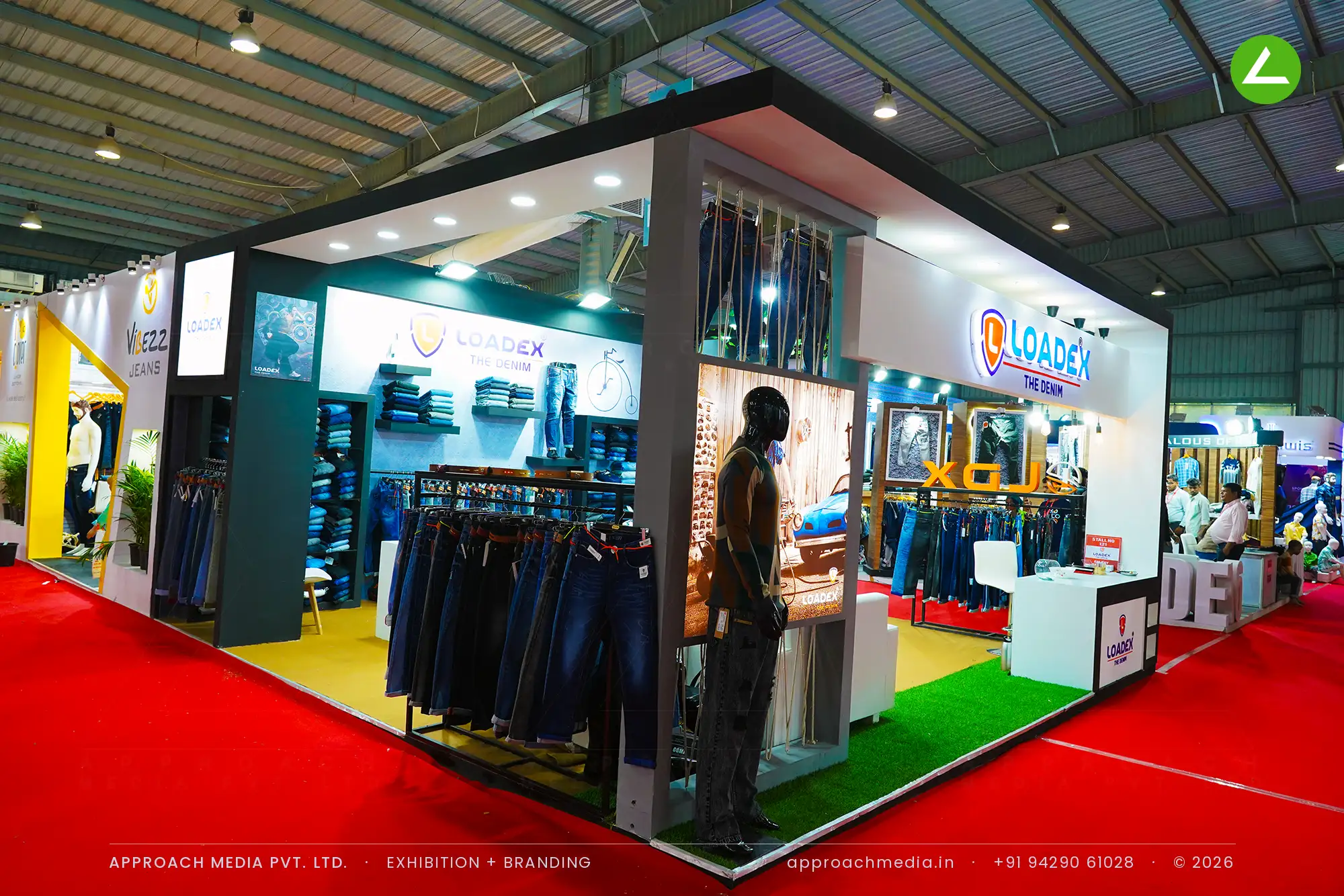 Loadex Denim at GGMA Garment Fair Gandhinagar: 36 sqm exhibition stall design, 2023 — photo 3