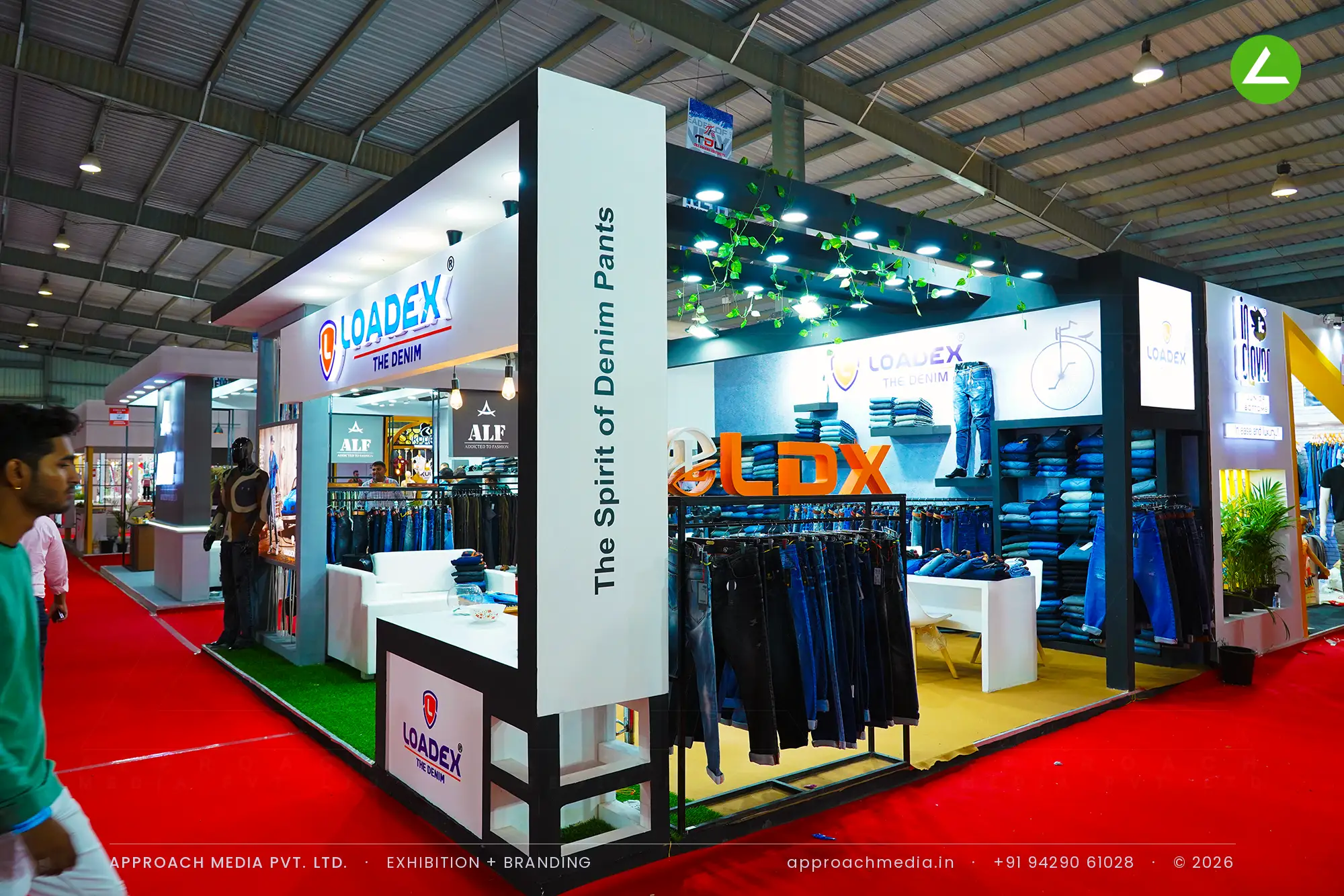 Loadex Denim at GGMA Garment Fair Gandhinagar: 36 sqm exhibition stall design, 2023 — photo 4