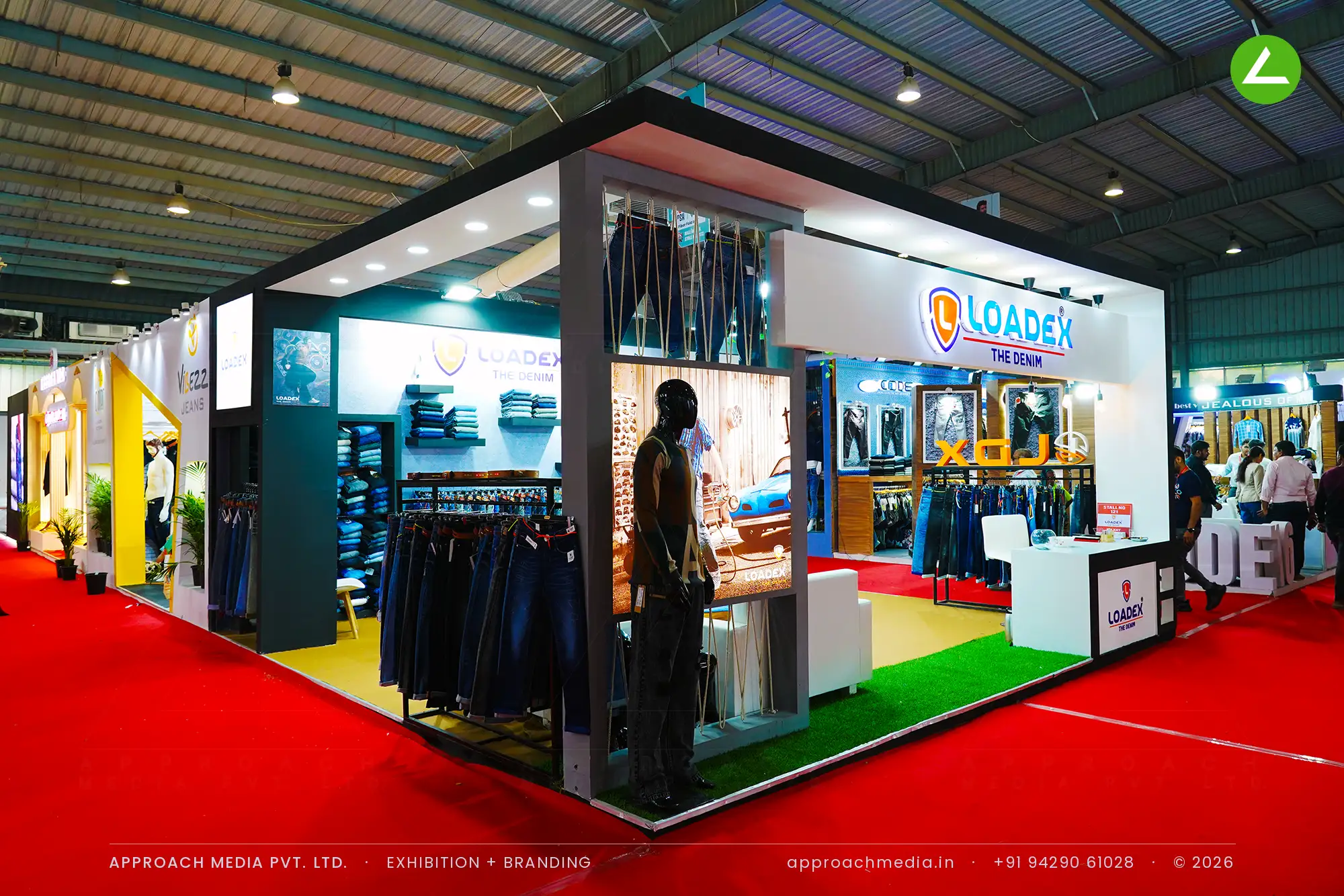 Loadex Denim at GGMA Garment Fair Gandhinagar: 36 sqm exhibition stall design, 2023 — photo 2