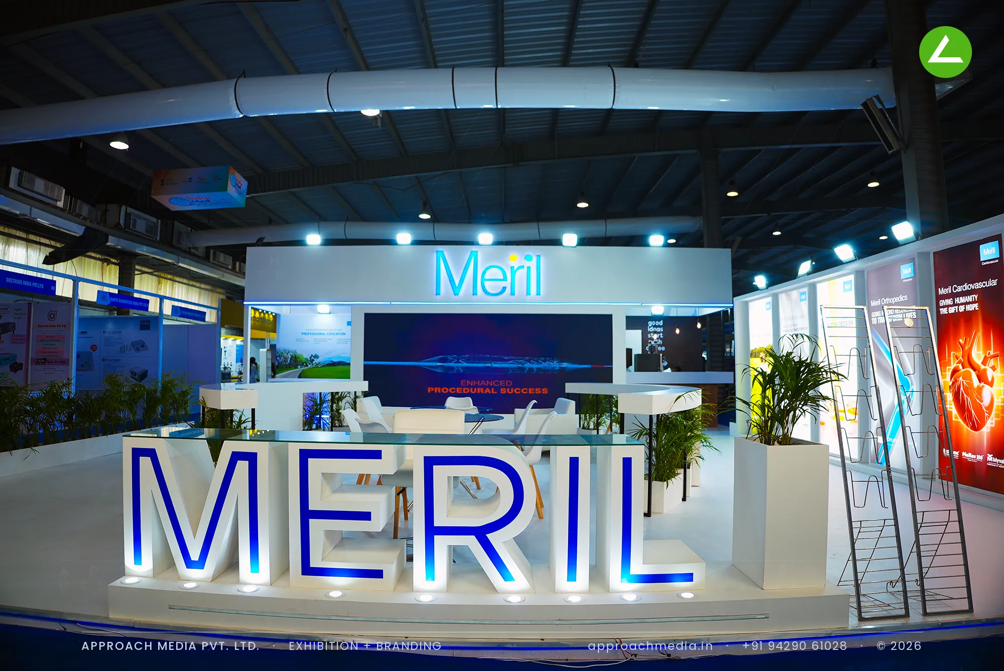 Meril at MedTech Expo: 81 sqm exhibition stall design in Gandhinagar, 2023 — photo 4