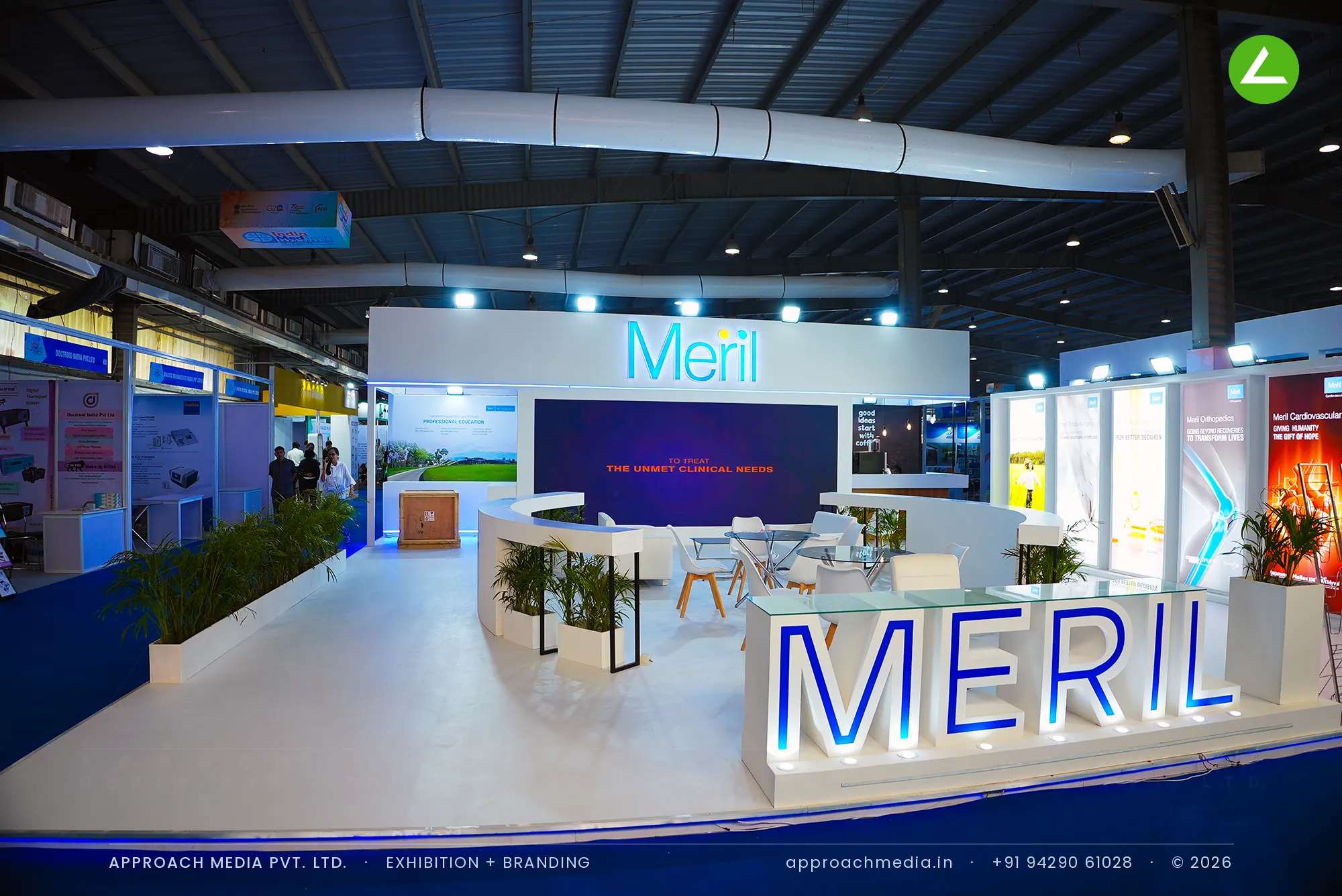Meril at MedTech Expo: 81 sqm exhibition stall design in Gandhinagar, 2023 — photo 2