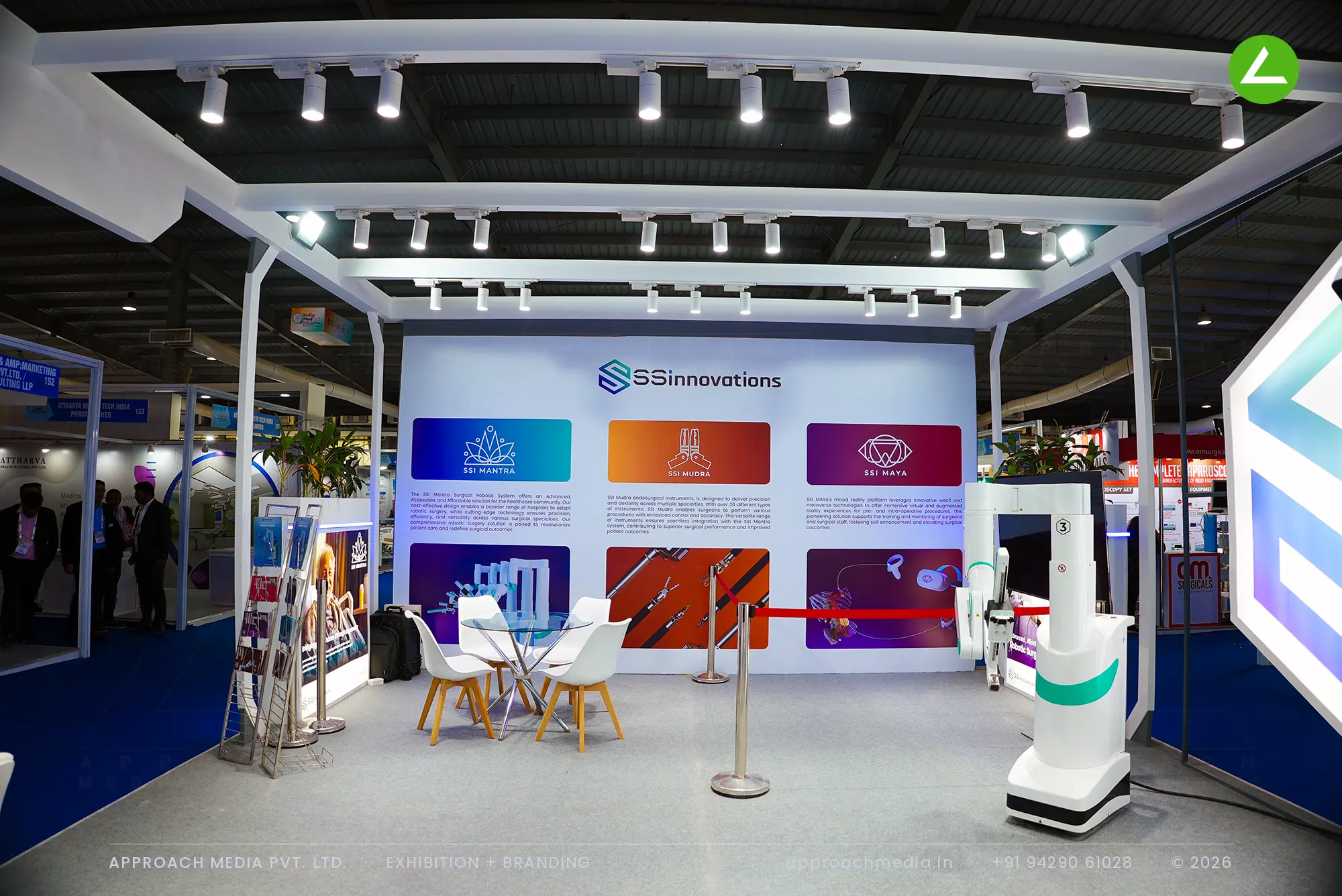 SSInnovations surgical robotics: 64 sqm exhibition stall design at MedTech Expo Gandhinagar — photo 4