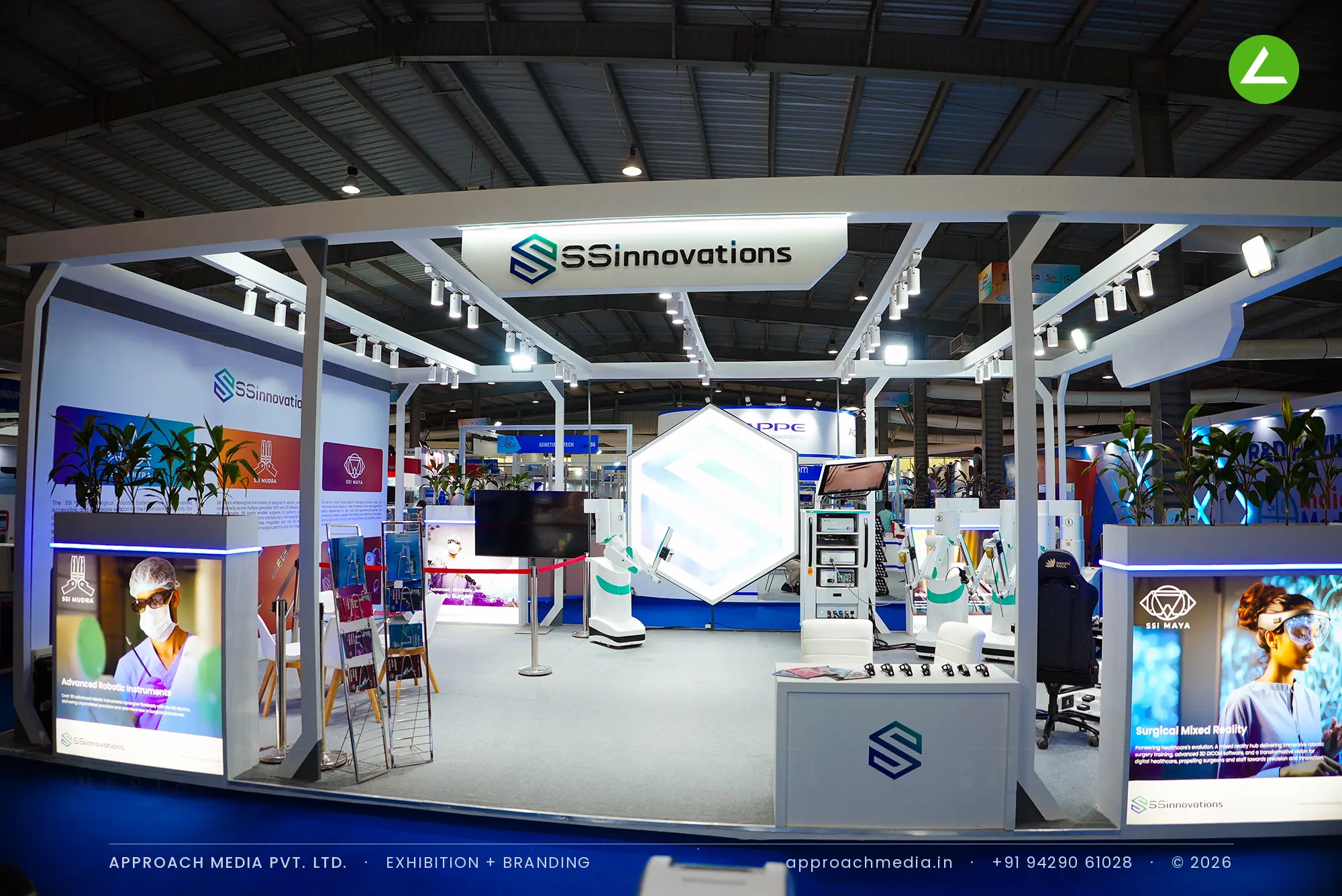 SSInnovations surgical robotics: 64 sqm exhibition stall design at MedTech Expo Gandhinagar — photo 3