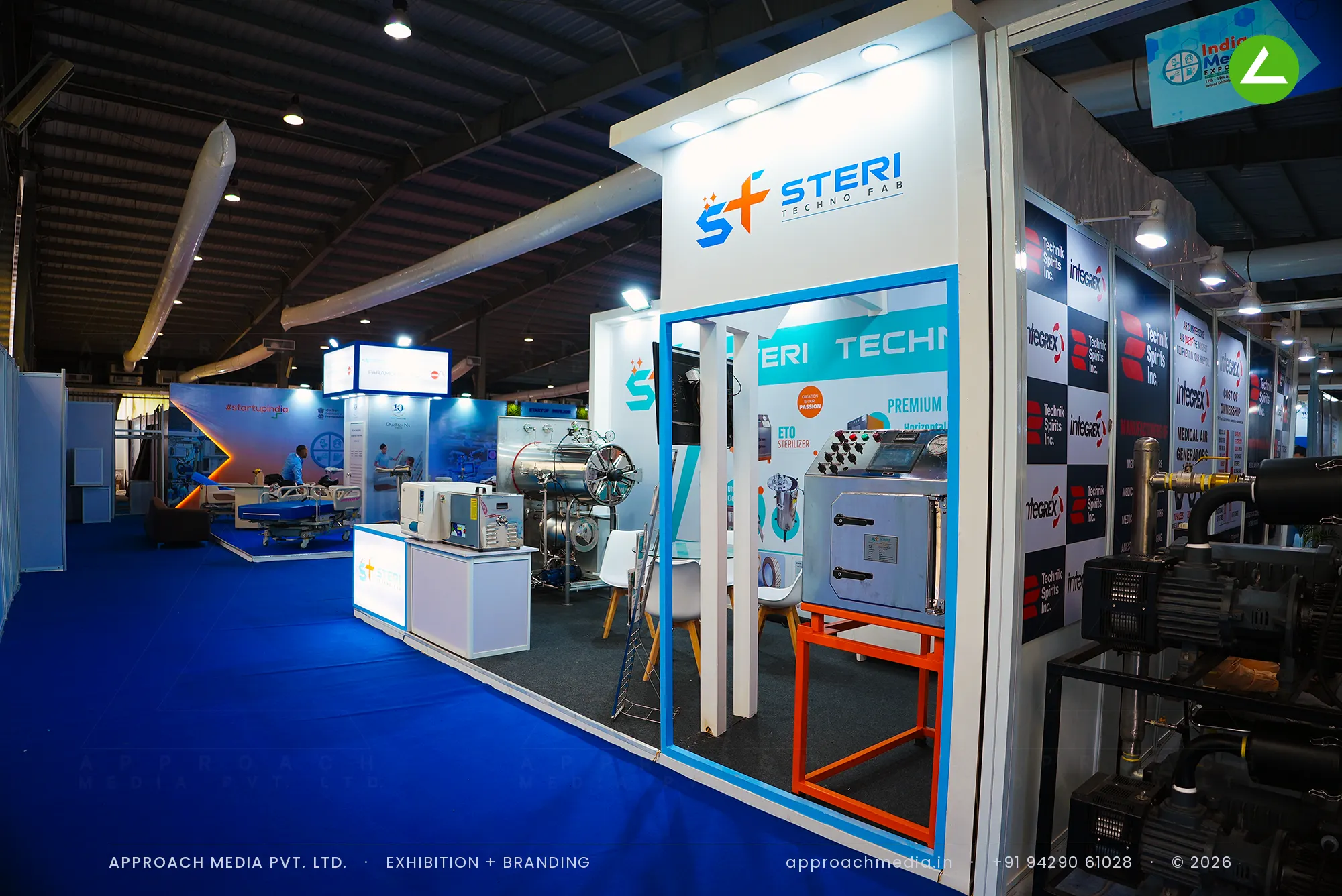 Steri Techno Fab: 18 sqm exhibition stall design at MedTech Expo Gandhinagar, 2023 — photo 2