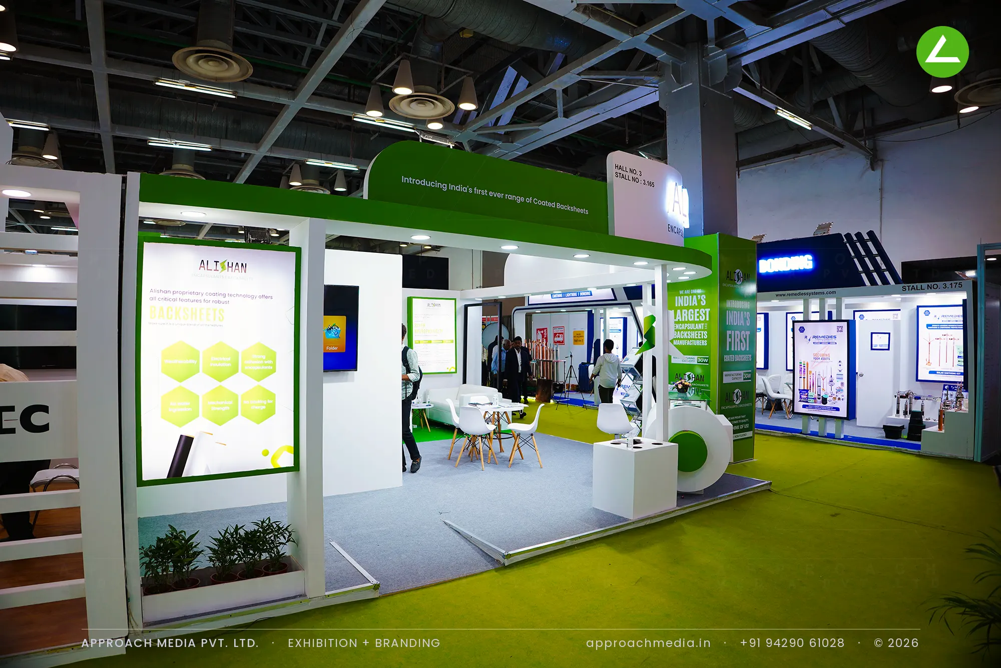 Alishan Encapsulants: 36 sqm exhibition stall design at Renewable Solar Energy Expo Greater Noida — photo 3