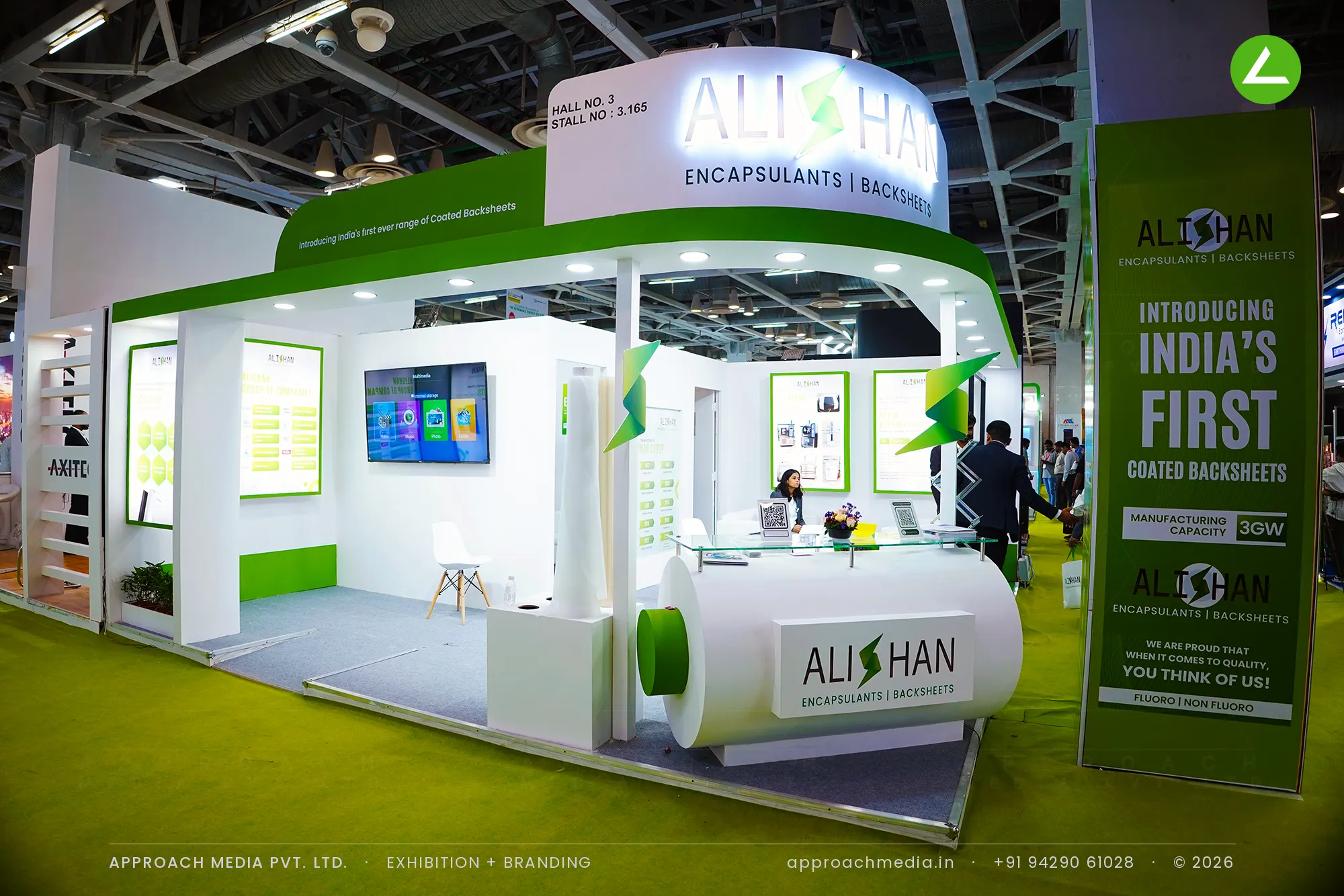 Alishan Encapsulants: 36 sqm exhibition stall design at Renewable Solar Energy Expo Greater Noida — photo 2