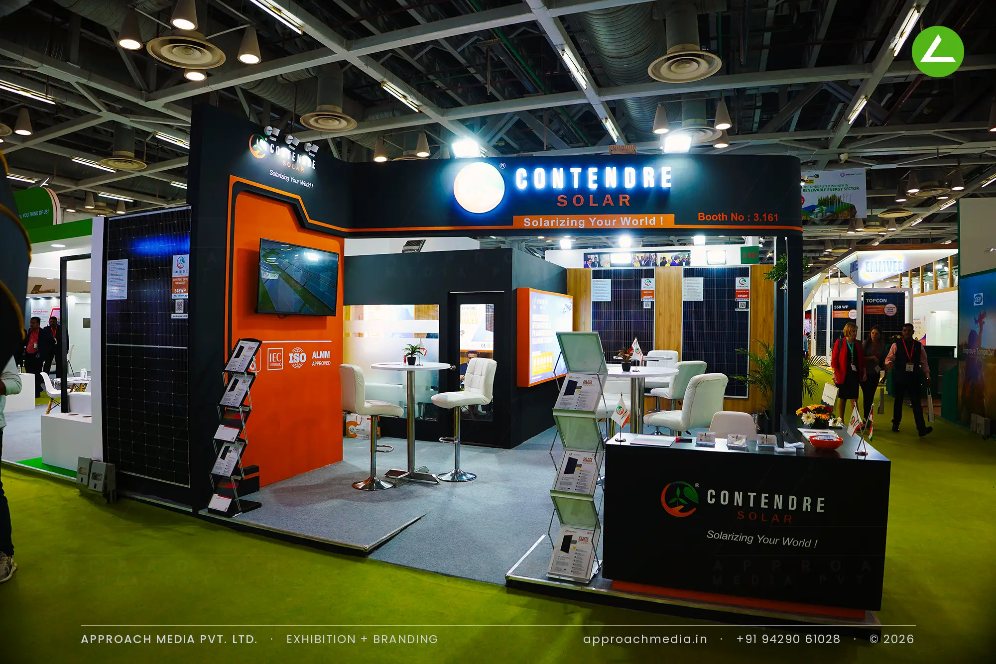 Contendre Solar 36 sqm exhibition stall design at Renewable Solar Energy Expo, Greater Noida — photo 4