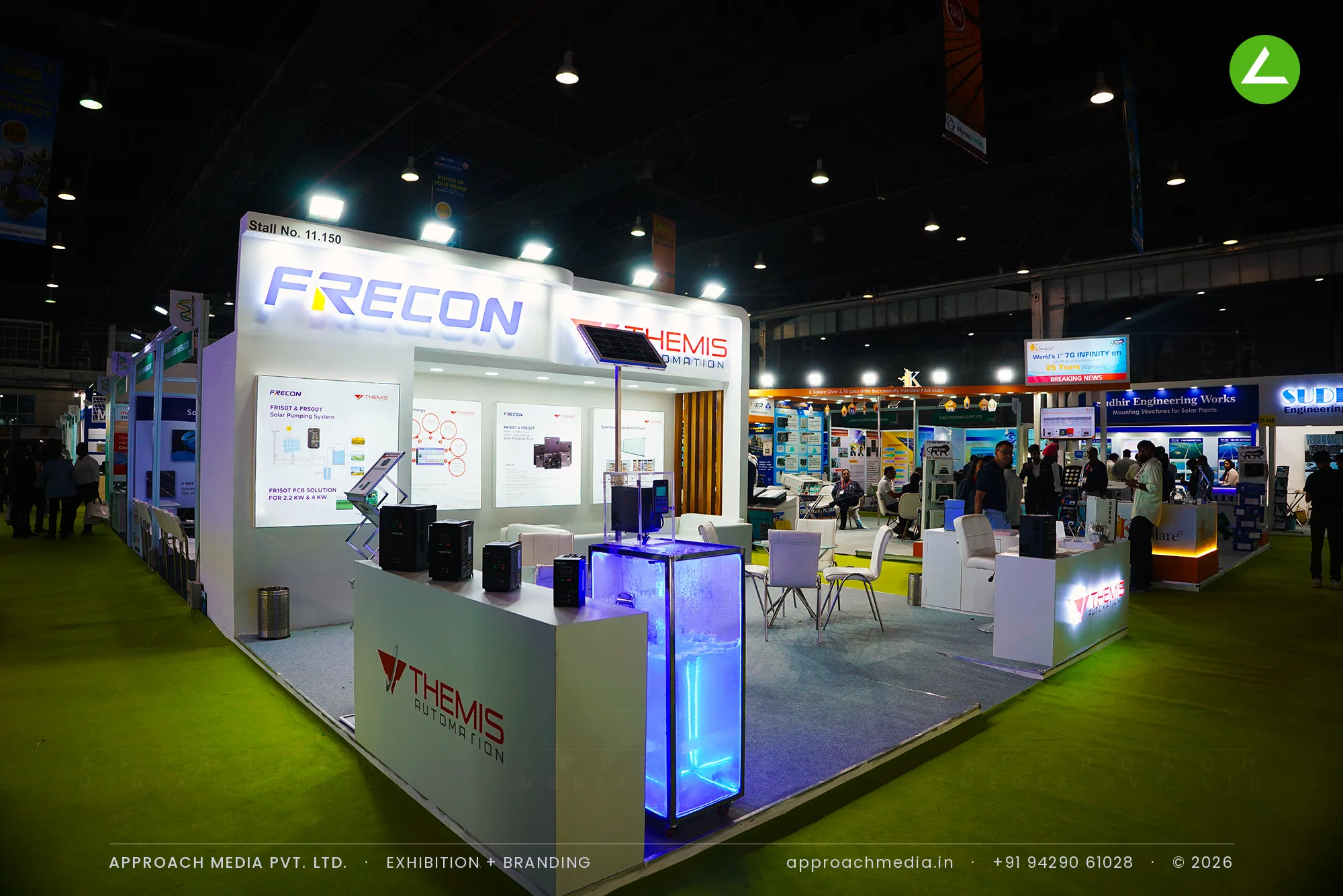 Frecon and Themis Automation: 36 sqm exhibition stall design at Renewable Solar Energy Expo Greater Noida — photo 2