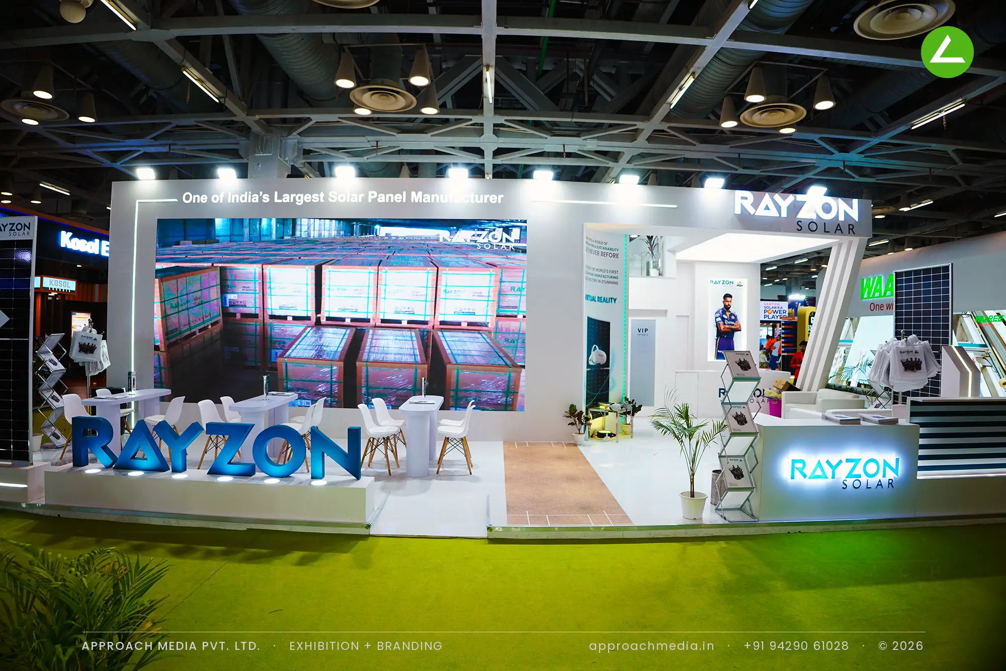 Rayzon Solar double-decker: 145 sqm exhibition stall design at Renewable Solar Energy Expo Greater Noida — photo 4
