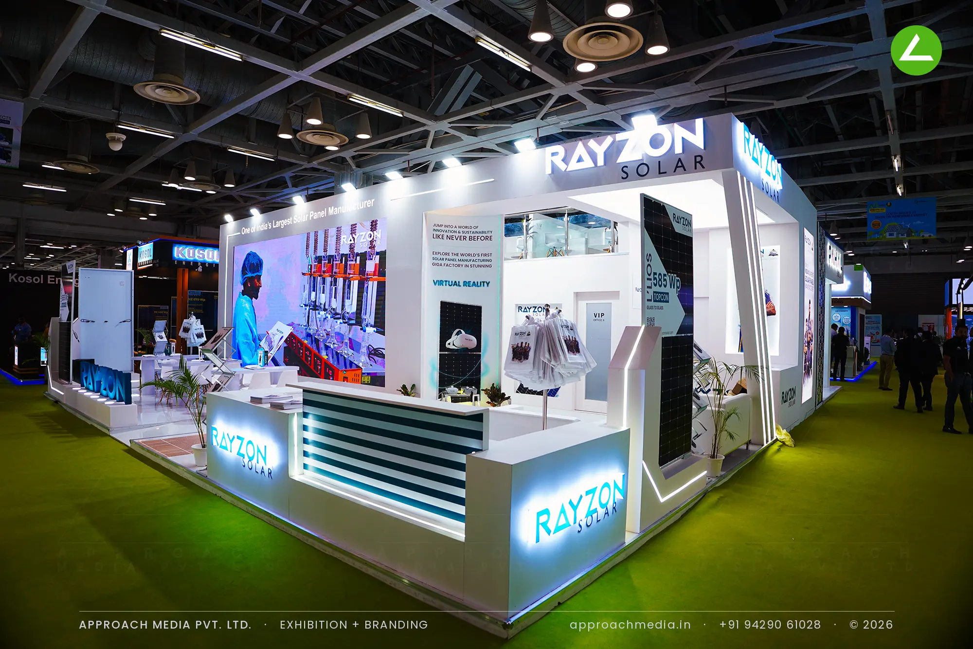 Rayzon Solar double-decker: 145 sqm exhibition stall design at Renewable Solar Energy Expo Greater Noida — photo 2