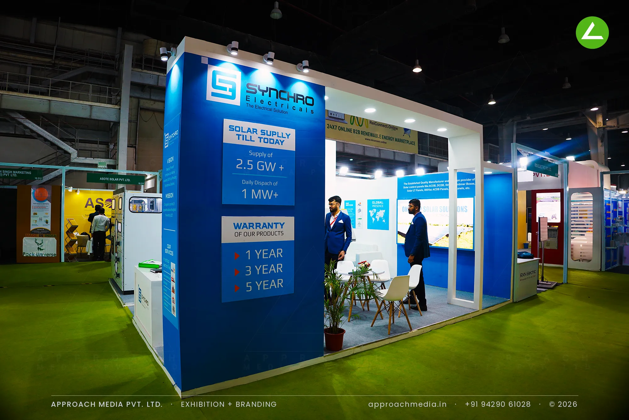 Synchro Electricals — 36 sqm exhibition stall design at Renewable Solar Energy Expo, Greater Noida — photo 2
