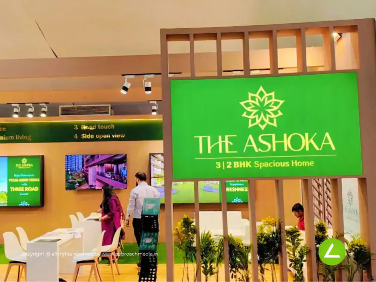 Luxury Real Estate Exhibition Stall Design at BNI Symposium Gandhinagar — 24 sqm 2 side open trade show booth for Shyam Group at BNI Symposium 2024, 2024