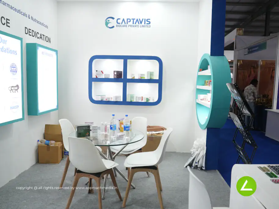 Pharma Brand Exhibition Stall Design at Pharmatech 2024 Gandhinagar — Captavis Biocare 2024 — photo 4