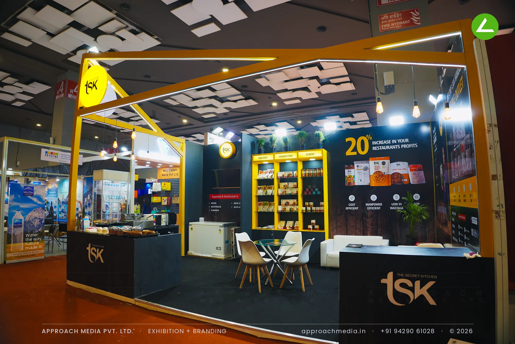 TSK - The Secret Kitchen | exhibition stall design at Aahar New Delhi, under a yellow frame — photo 2