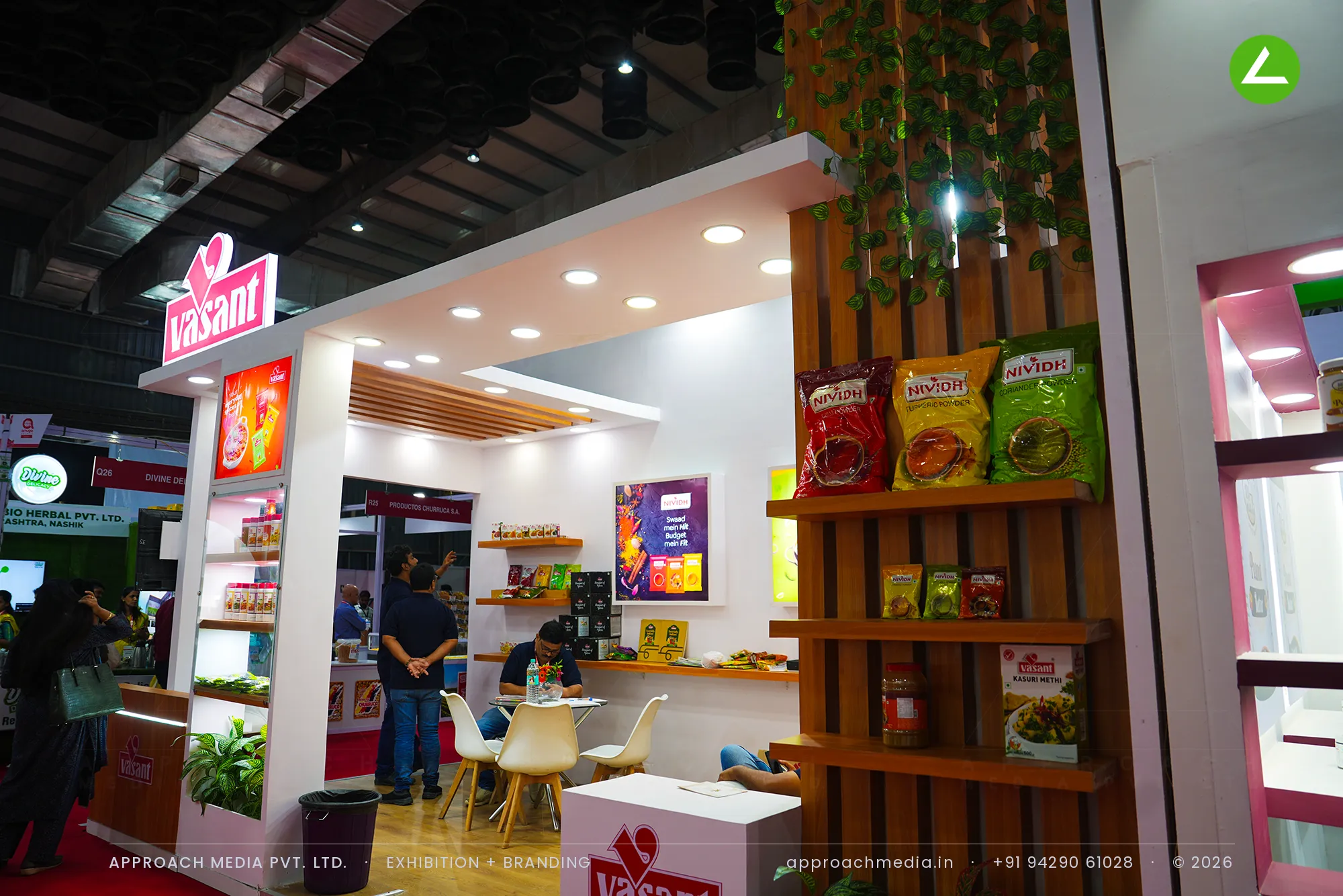 Vasant | wood-and-white exhibition stall design at Anuga FoodTec Mumbai — photo 3
