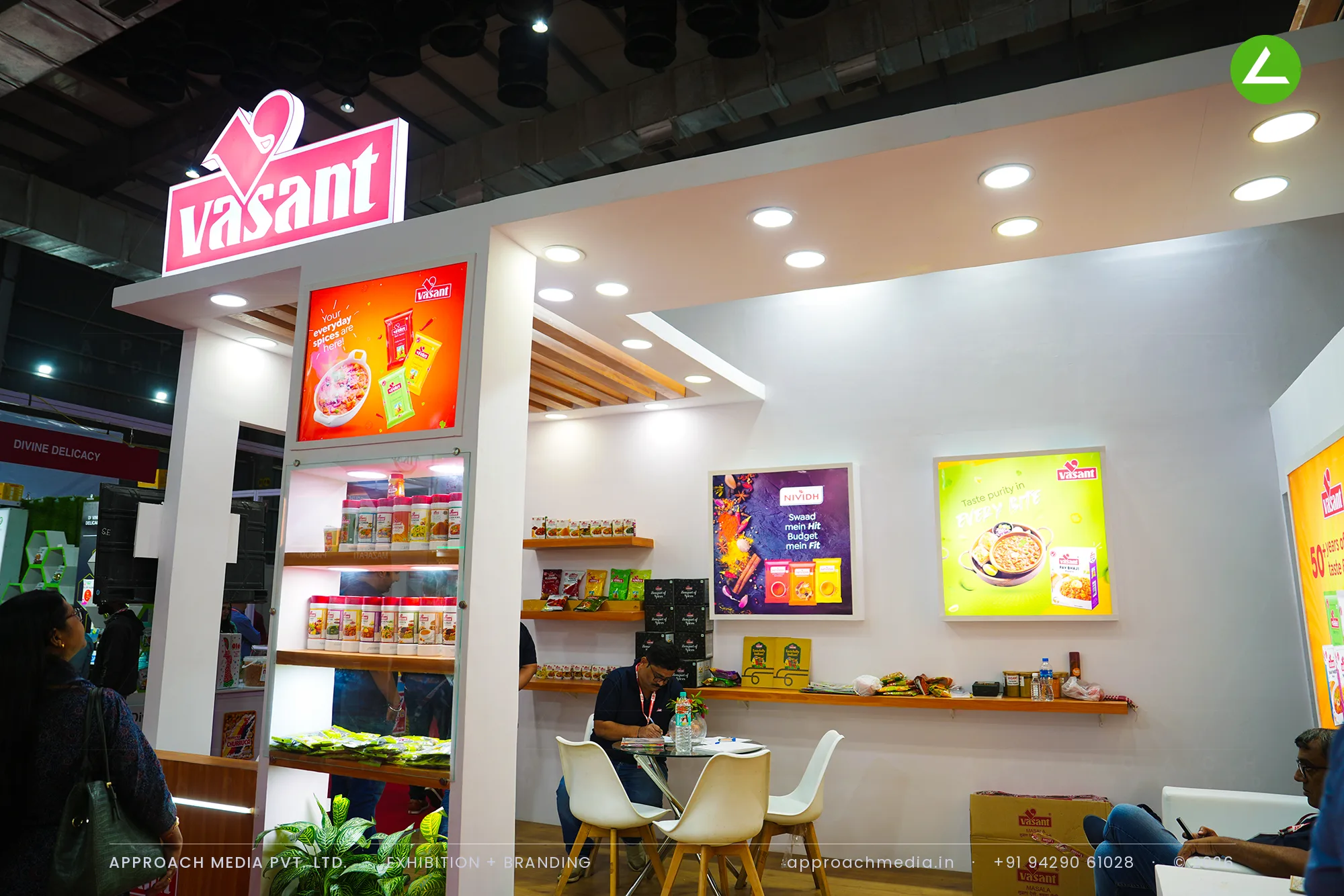 Vasant | wood-and-white exhibition stall design at Anuga FoodTec Mumbai — photo 2