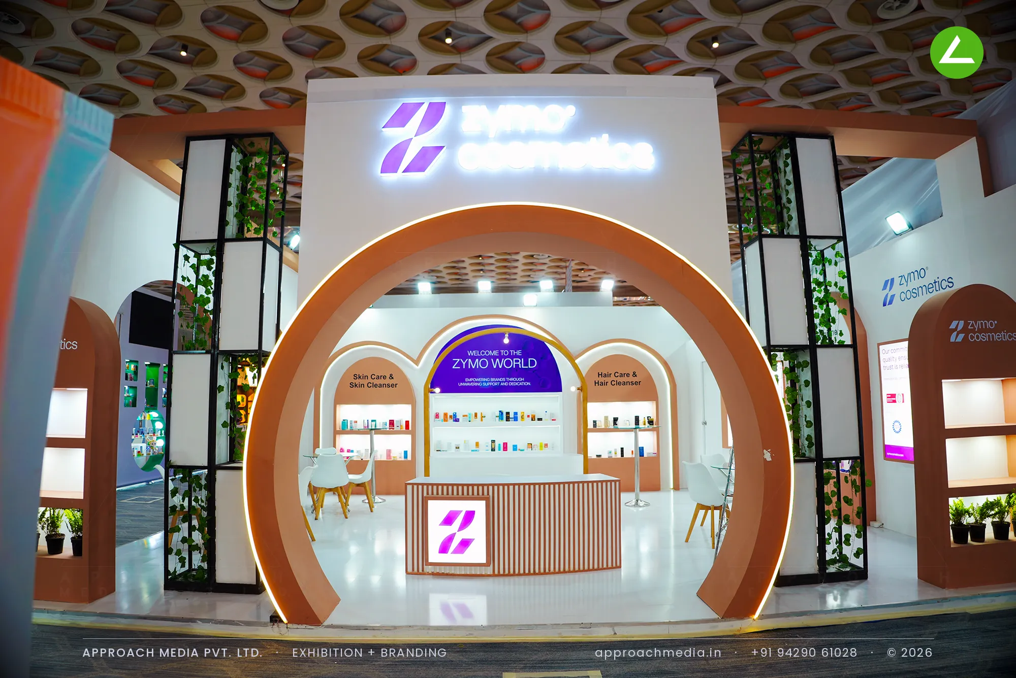 Zymo Cosmetics Arched Exhibition Stall Design at CMPL Expo Mumbai, 2024 — photo 4