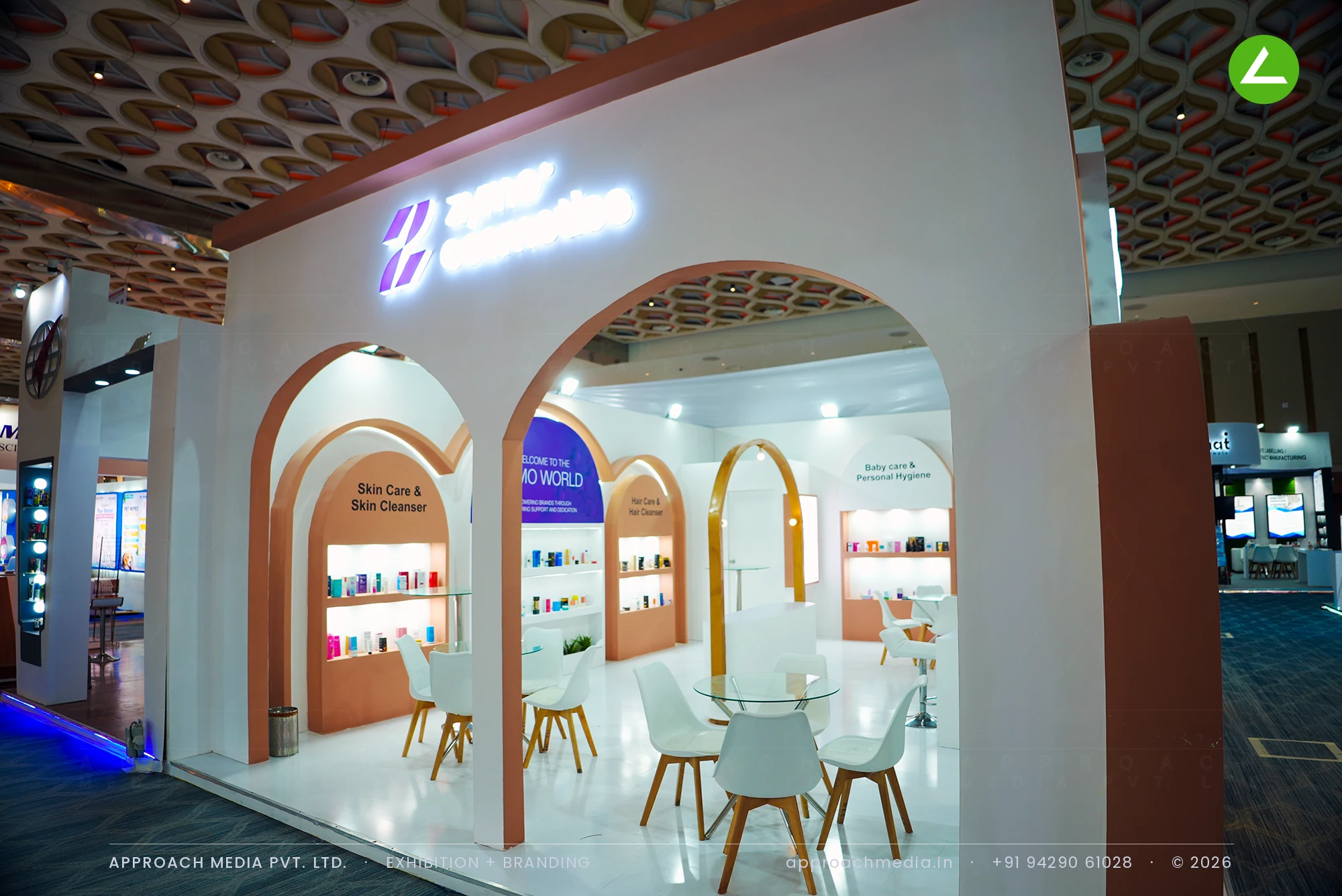 Zymo Cosmetics Arched Exhibition Stall Design at CMPL Expo Mumbai, 2024 — photo 3