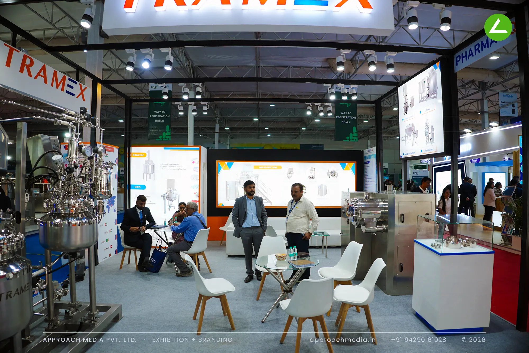 Tramex: Open-Frame Exhibition Stall Design at CPHI Greater Noida for 36 sqm on Three Sides — photo 4