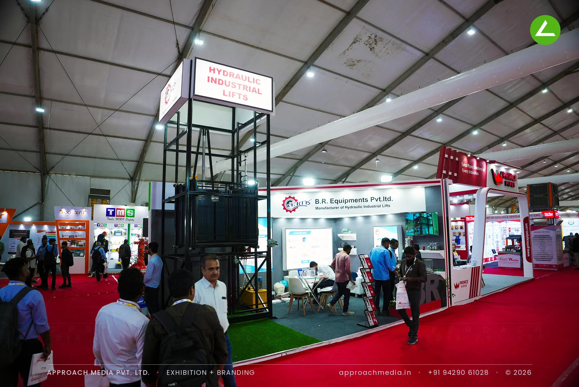 B.R. Equipments at Dahej Industrial Expo 2024 — Exhibition Stall Design Built Around a Hydraulic Lift — photo 3