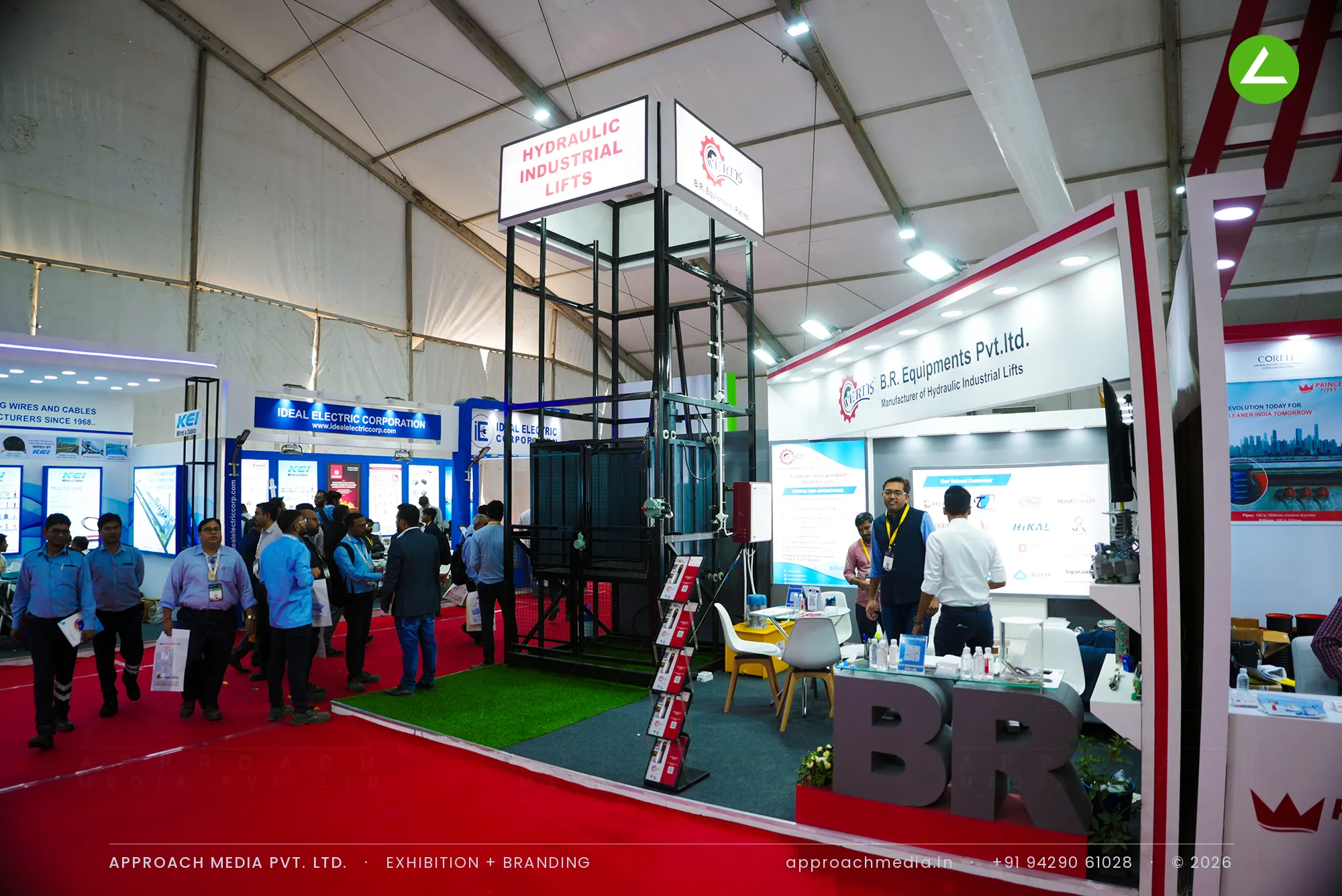 B.R. Equipments at Dahej Industrial Expo 2024 — Exhibition Stall Design Built Around a Hydraulic Lift — photo 2