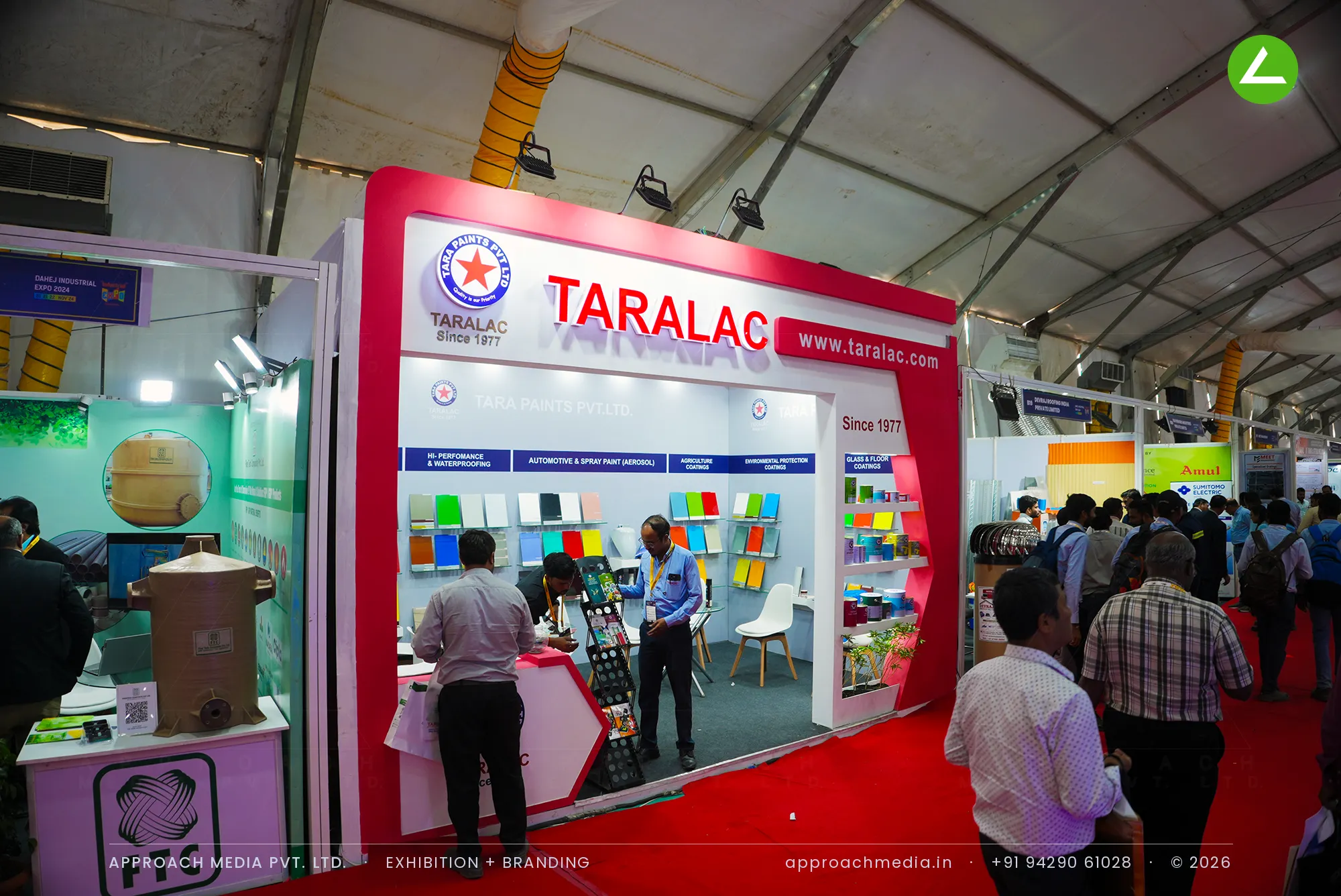 Taralac at Dahej Industrial Expo: Colour-Led Exhibition Stall Design in 18 sqm, Dahej 2024 — photo 2