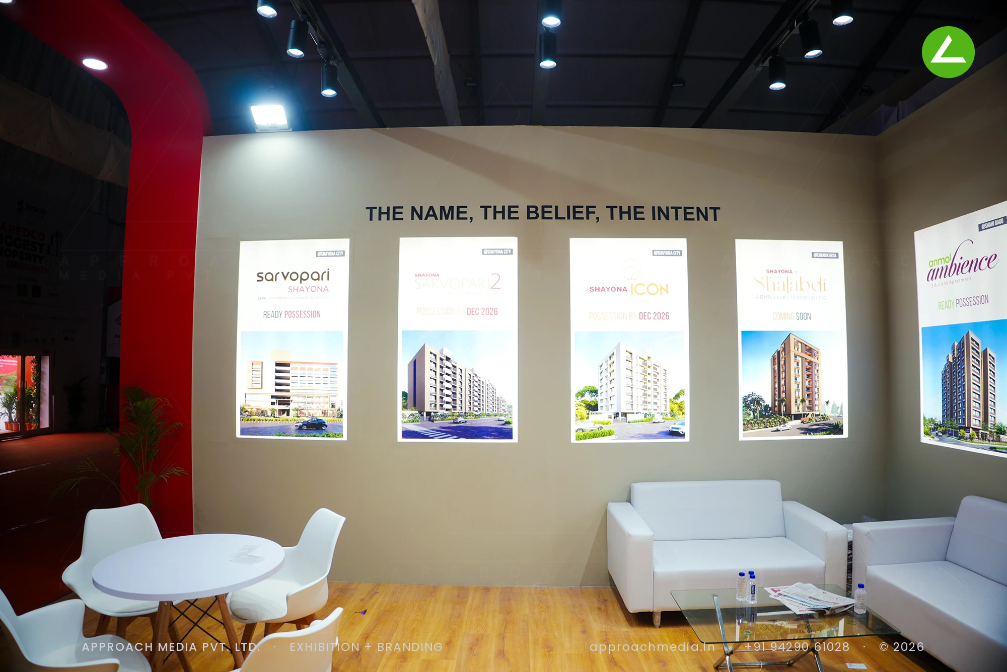 Shayona at NAREDCO Property Expo Ahmedabad 2024 — Exhibition Stall Design in Red and Light — photo 3
