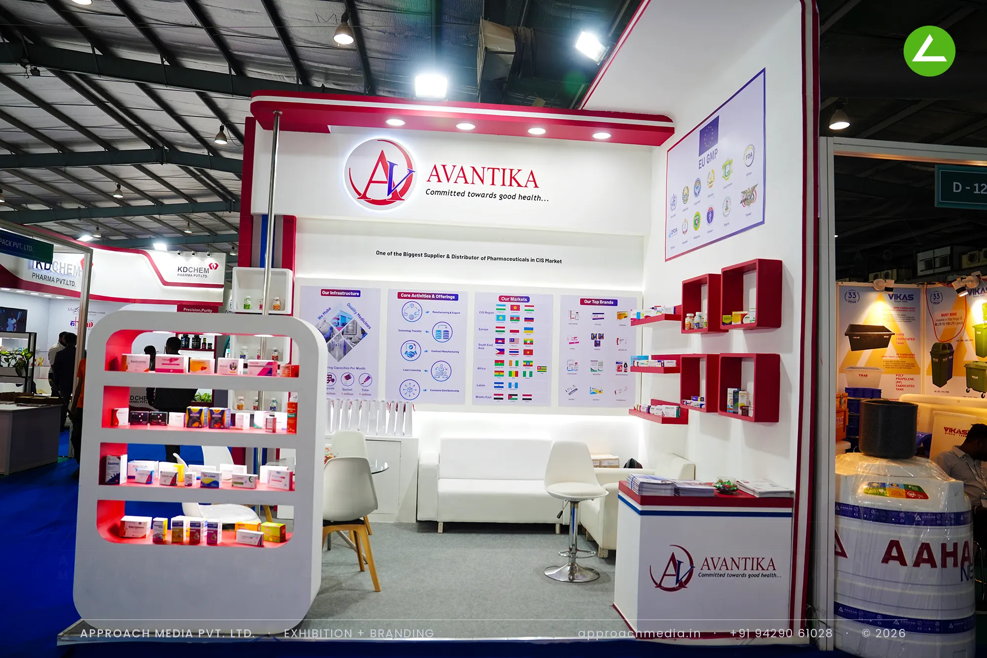 Avantika — 12 sqm Exhibition Stall Design at Pharmatech Expo Gandhinagar 2024 — photo 3