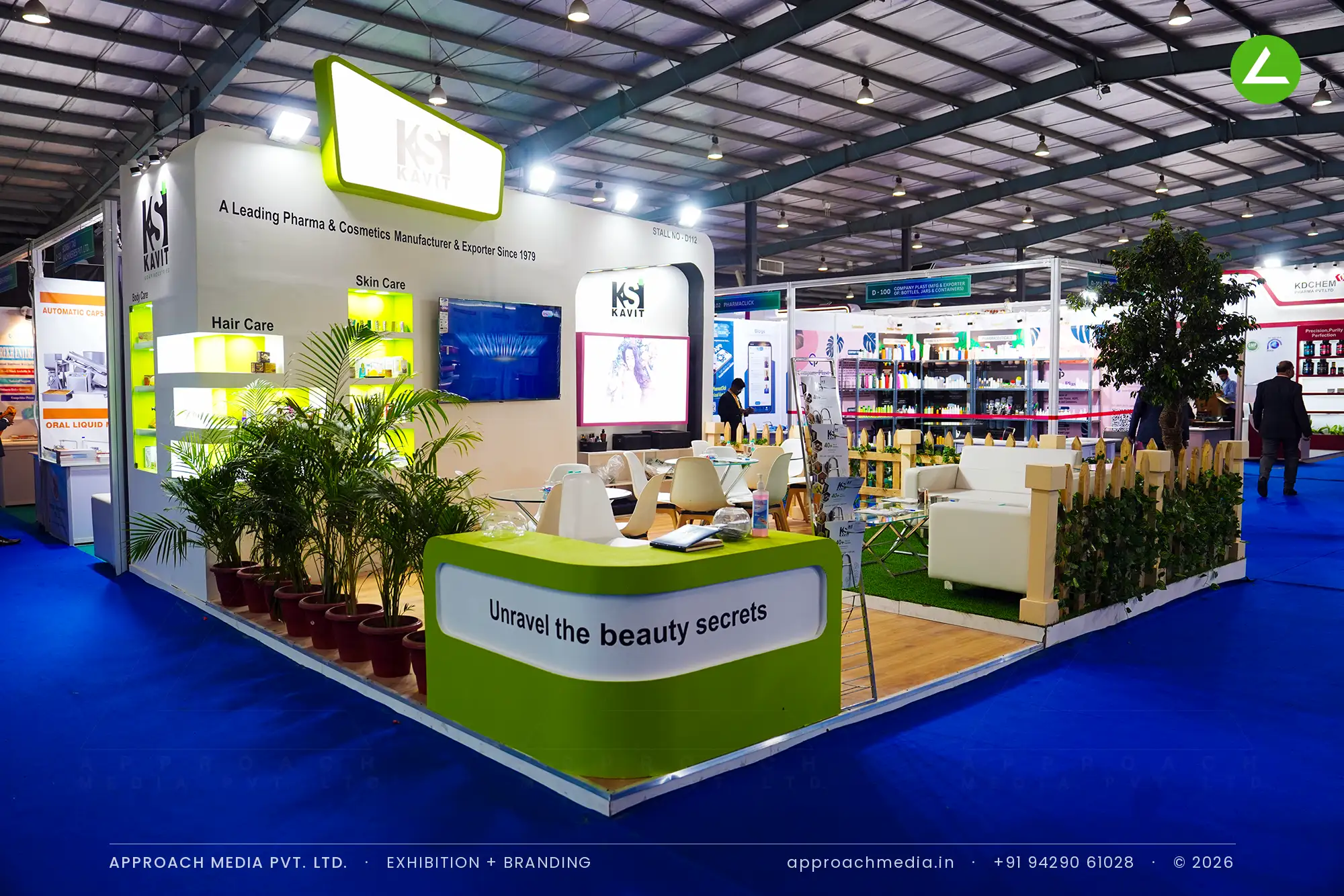Kavit Cosmetics Stall — 36 sqm Exhibition Stall Design at Pharmatech Expo Gandhinagar — photo 3