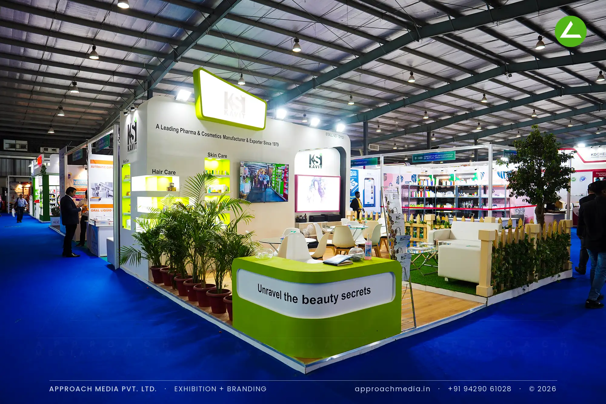 Kavit Cosmetics Stall — 36 sqm Exhibition Stall Design at Pharmatech Expo Gandhinagar — photo 2