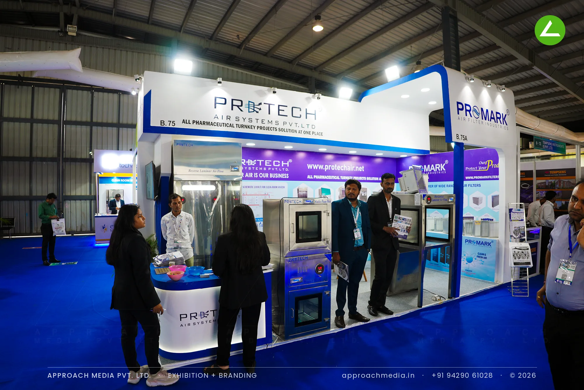 Protech Air Systems & Promark at Pharmatech Expo Gandhinagar — 18 sqm Exhibition Stall Design — photo 3
