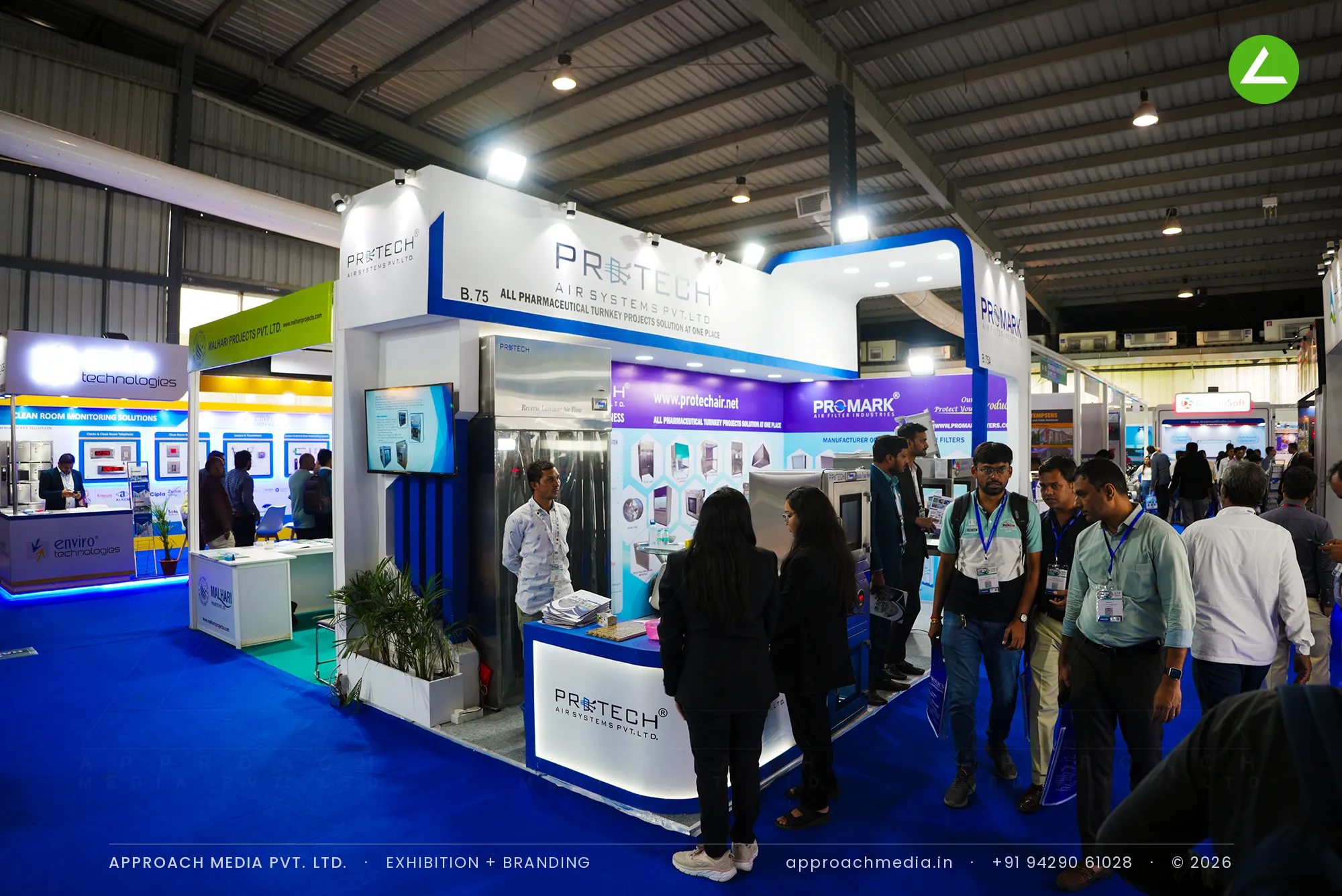 Protech Air Systems & Promark at Pharmatech Expo Gandhinagar — 18 sqm Exhibition Stall Design — photo 2