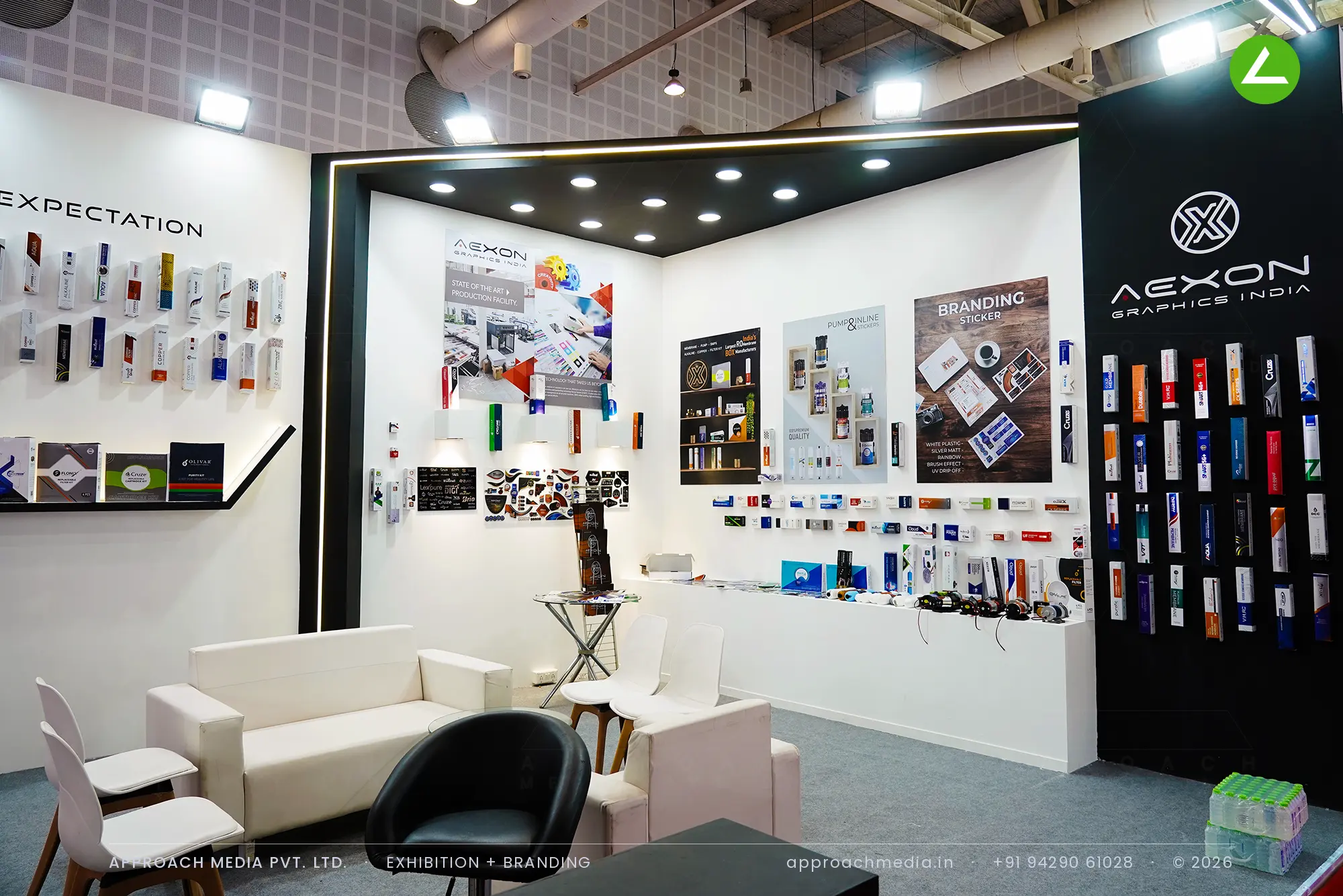 Aexon Graphics India — a monochrome exhibition stall design at WAPTAG Water Expo, Gandhinagar — photo 4