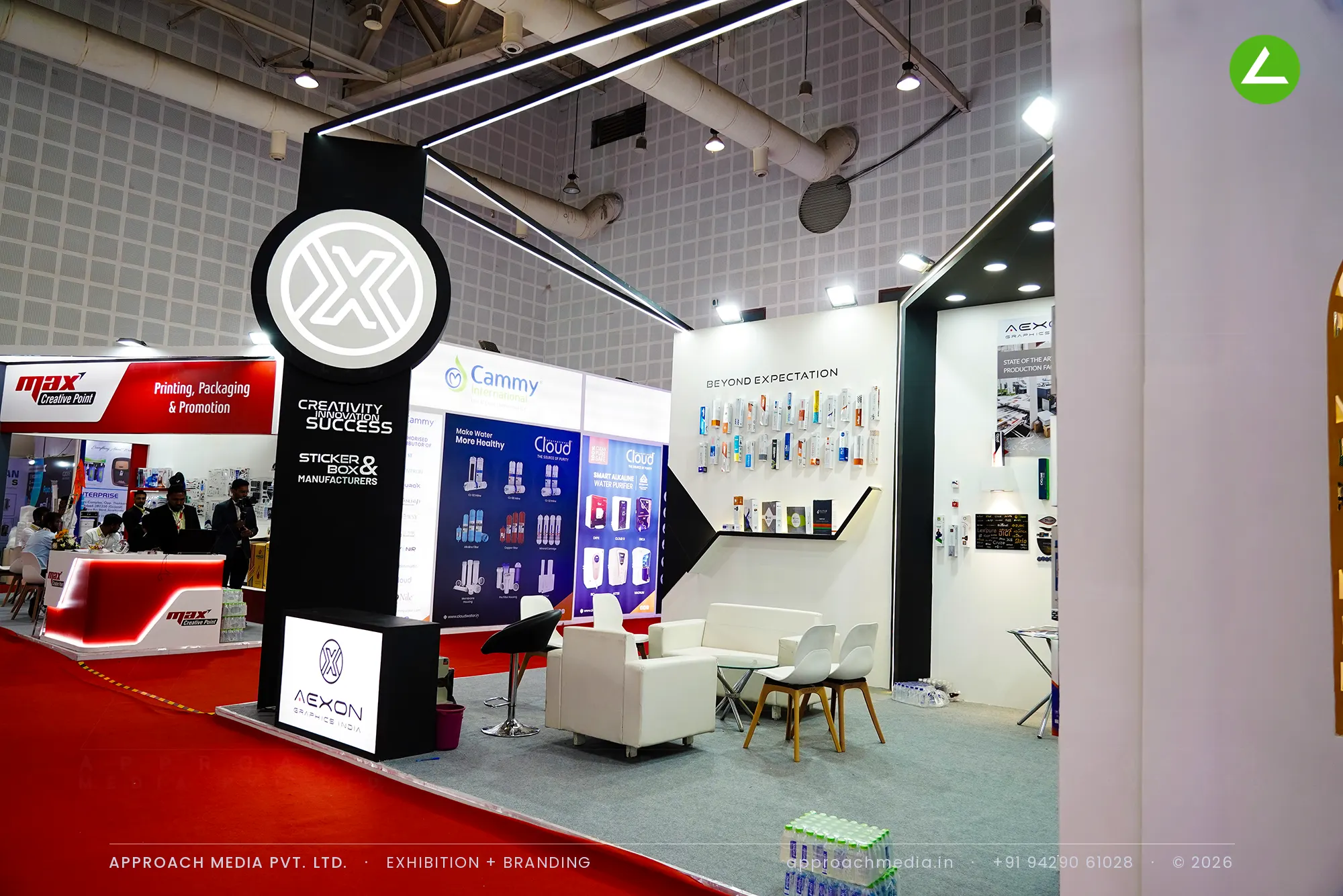 Aexon Graphics India — a monochrome exhibition stall design at WAPTAG Water Expo, Gandhinagar — photo 2