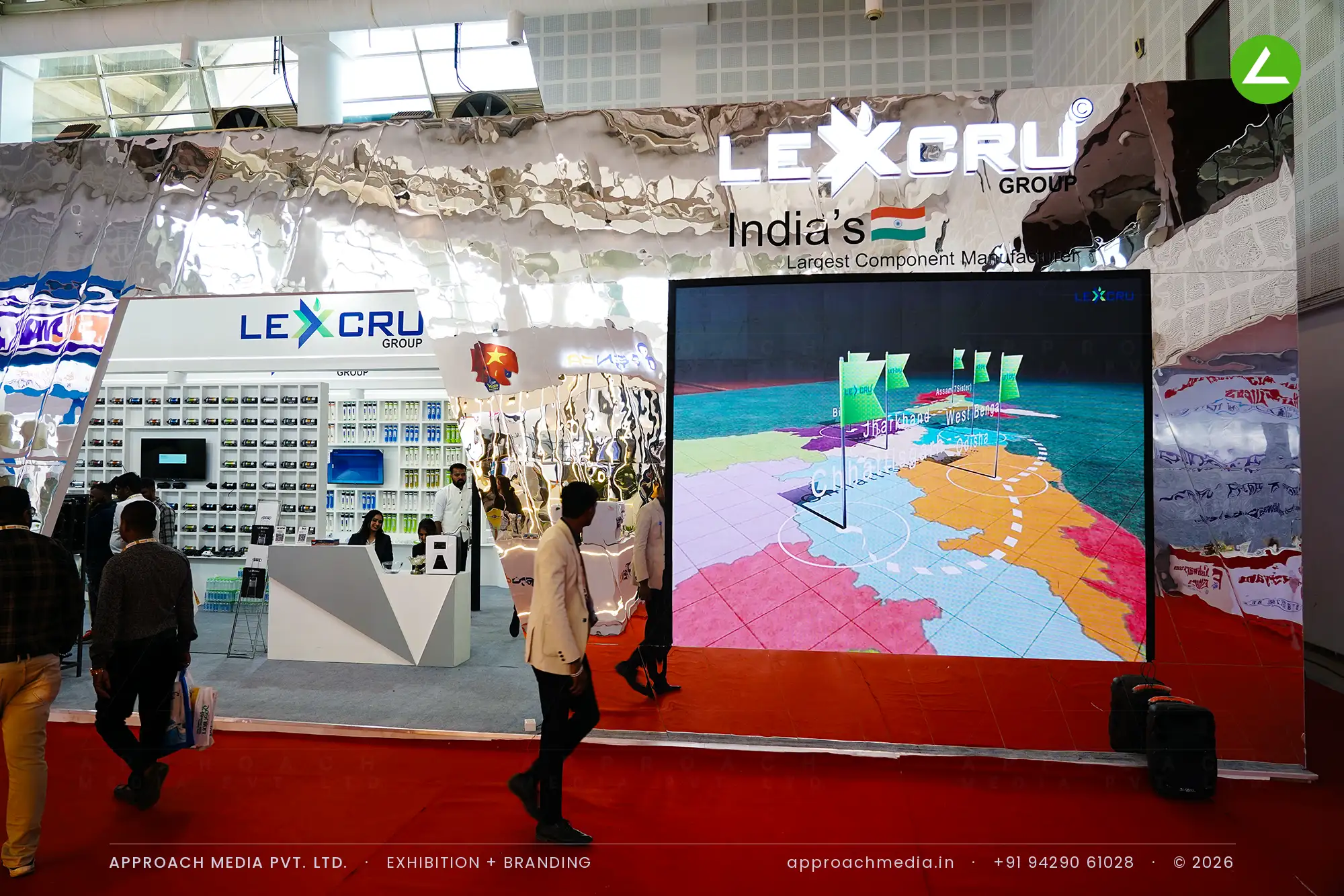 Lexcru Group's 150 sqm exhibition stall design at WAPTAG Water Expo Gandhinagar — photo 4
