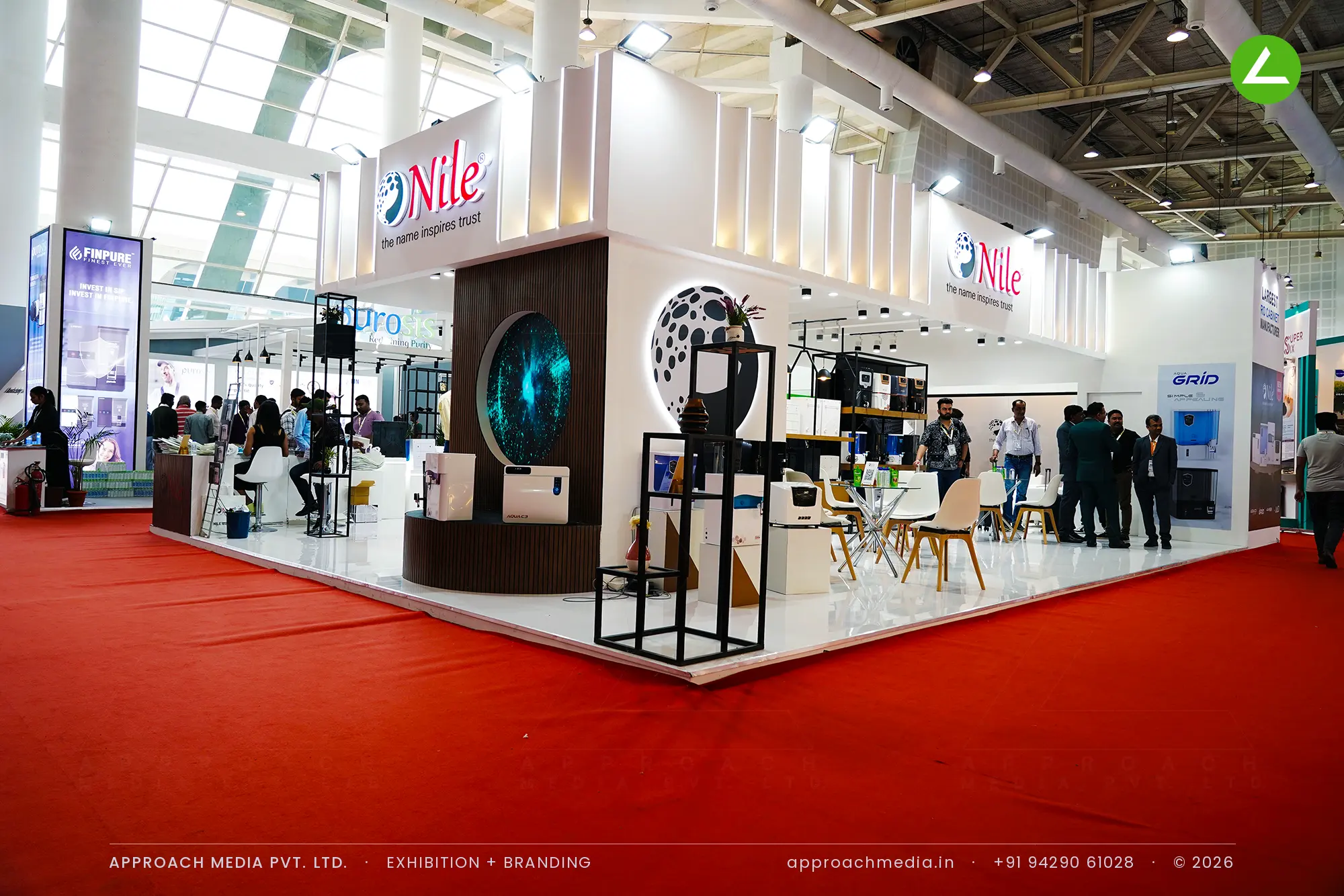 Nile RO cabinets — 100 sqm exhibition stall design at WAPTAG Water Expo Gandhinagar — photo 3