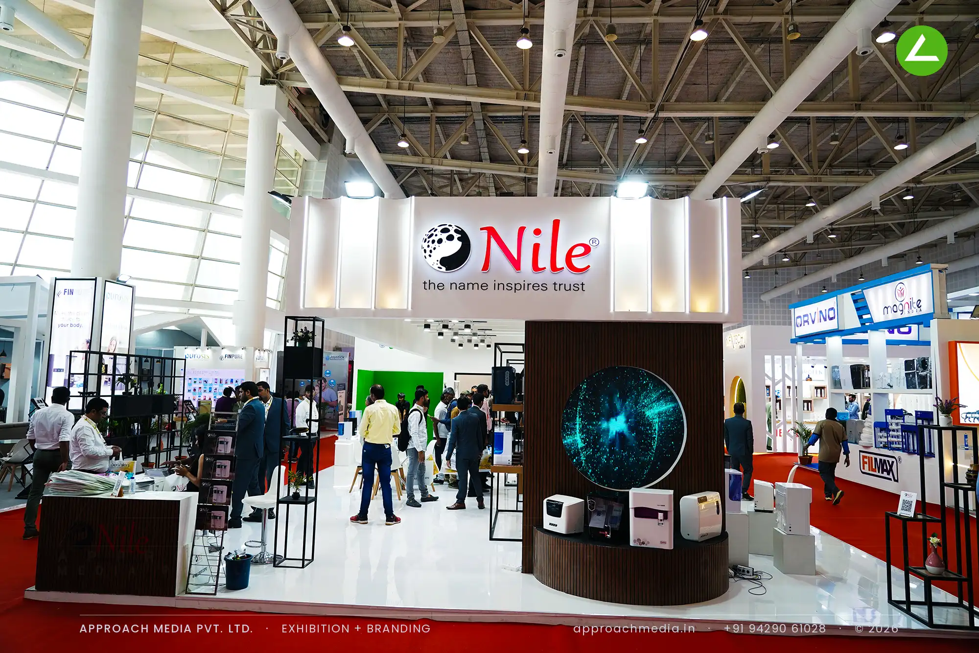 Nile RO cabinets — 100 sqm exhibition stall design at WAPTAG Water Expo Gandhinagar — photo 4