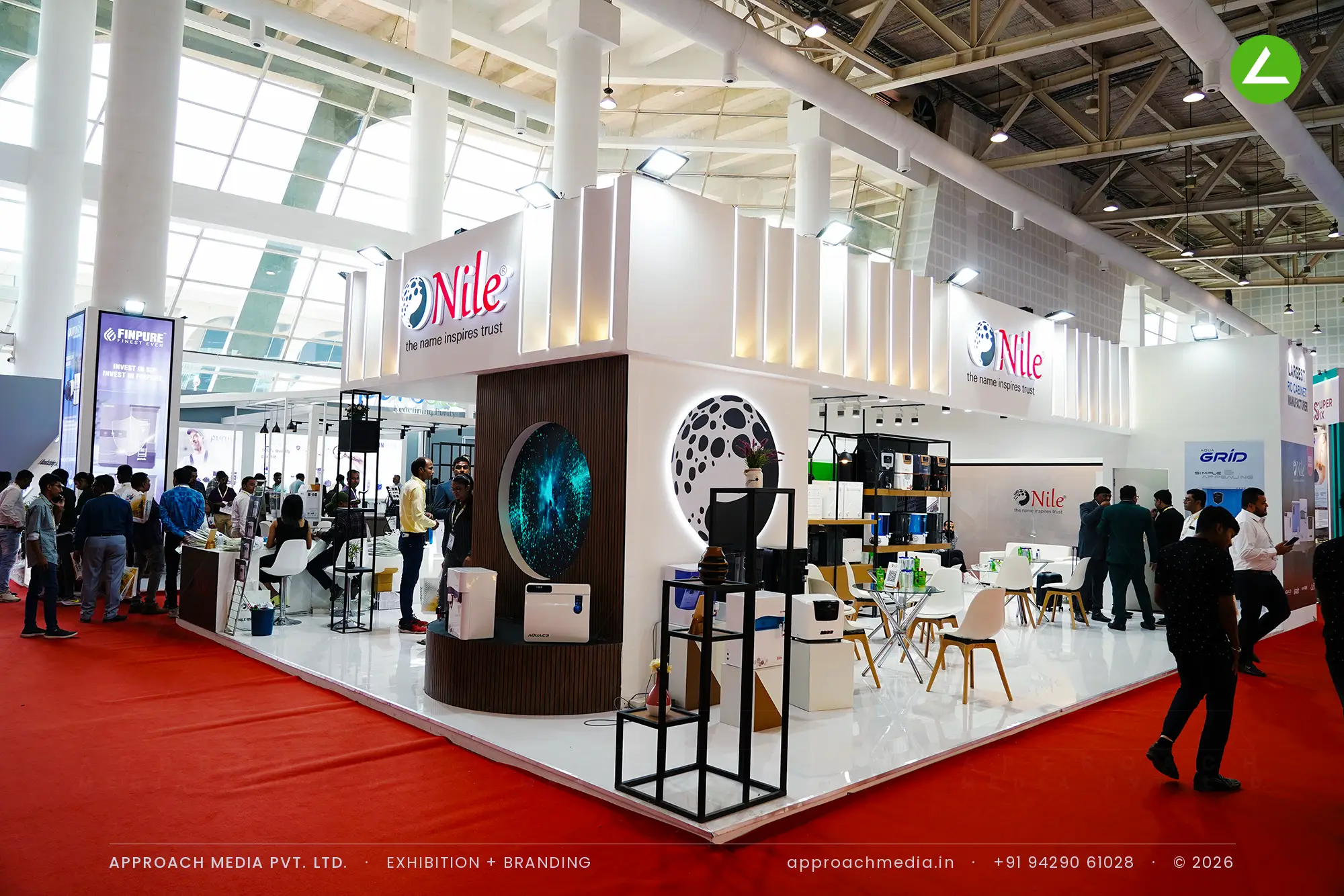 Nile RO cabinets — 100 sqm exhibition stall design at WAPTAG Water Expo Gandhinagar — photo 2
