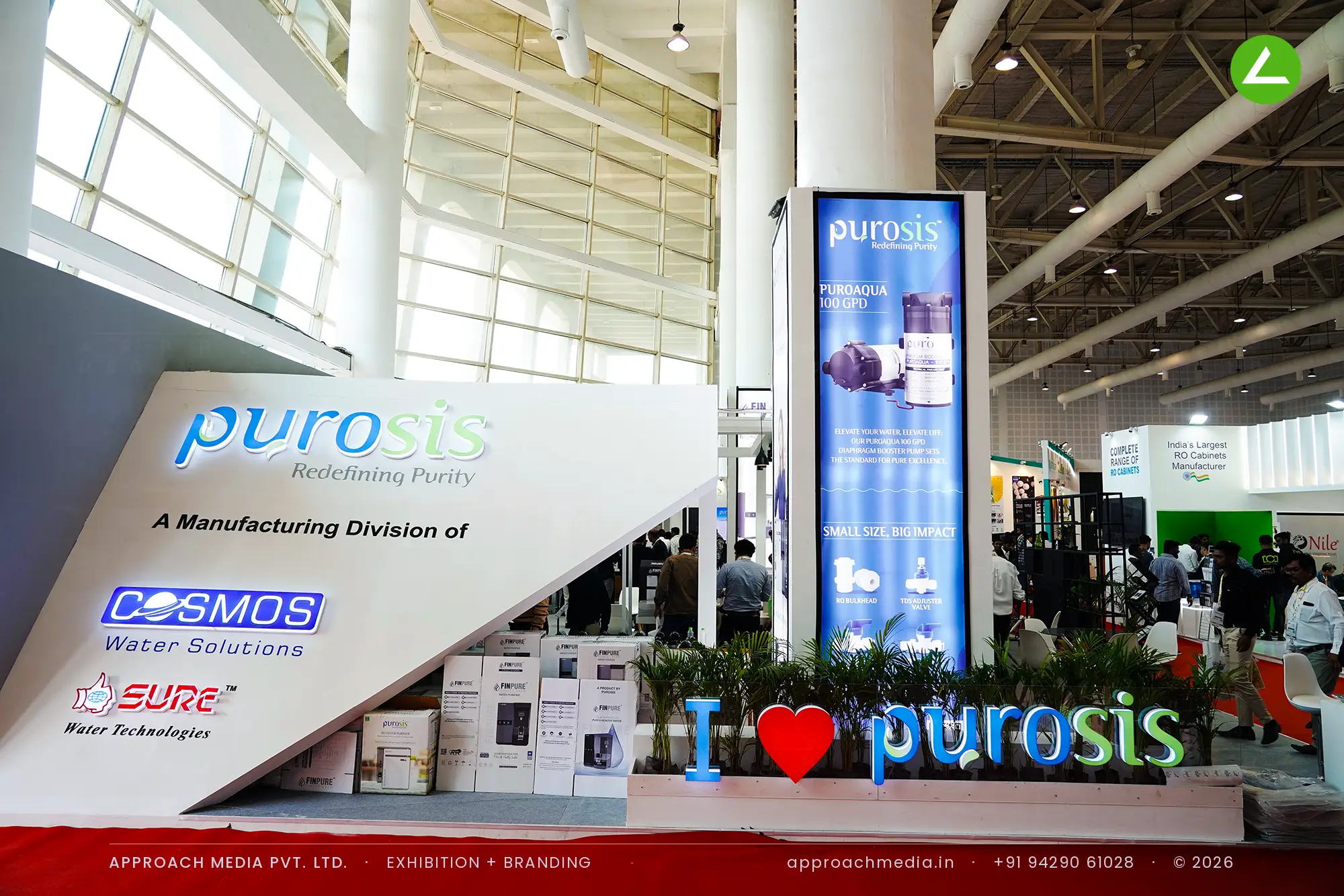 Purosis at WAPTAG Water Expo Gandhinagar: a 120 sqm open-frame exhibition stall design — photo 4