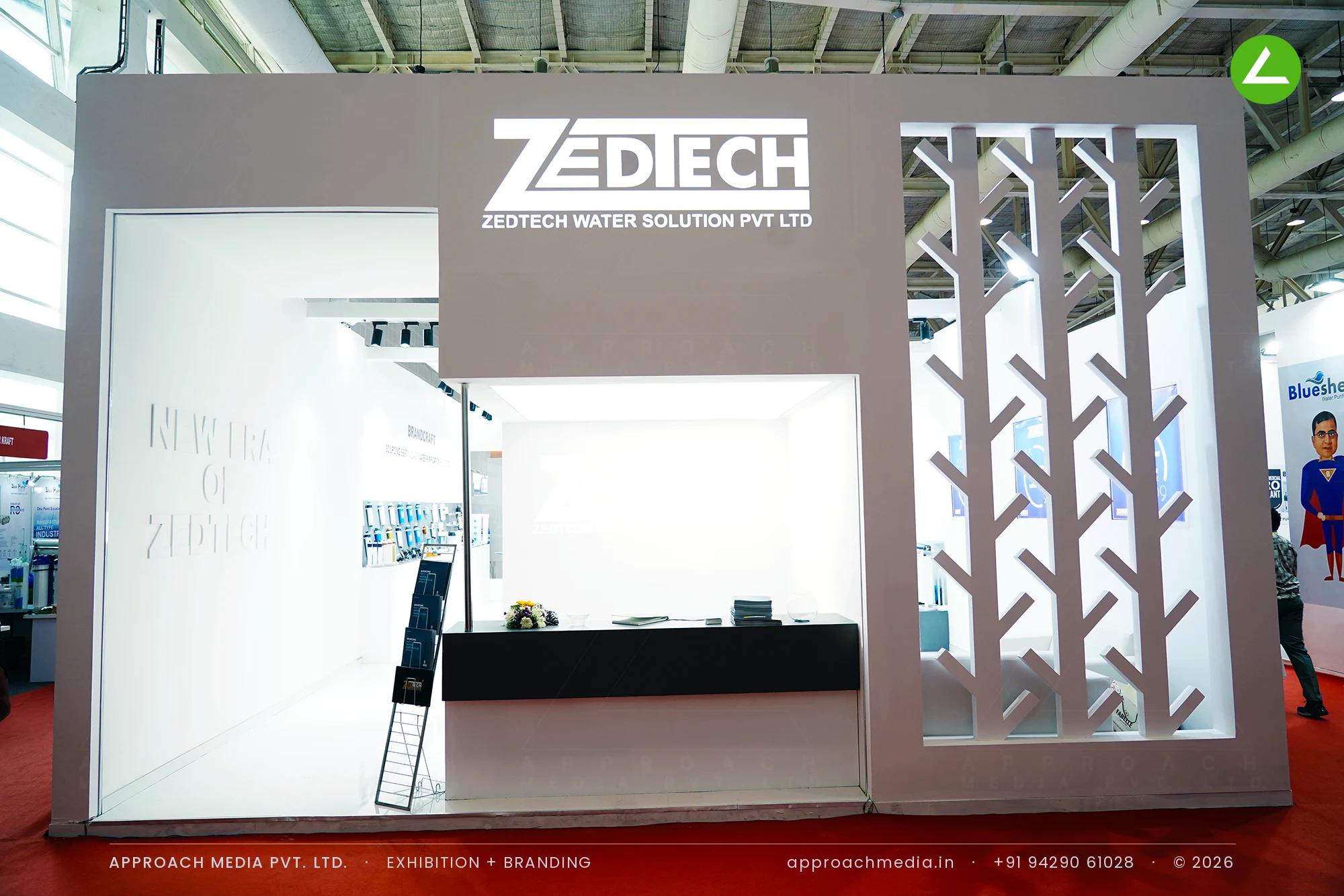 Exhibition stall design at WAPTAG Water Expo Gandhinagar for Zedtech Water Solution, 84 sqm — photo 2