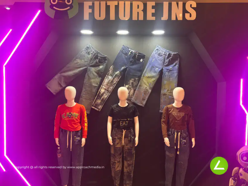 Fashion Apparel Exhibition Stall Design at June Expo Ahmedabad — 65 sqm 2 side open trade show booth for Tadpole at June Expo 2025, 2025